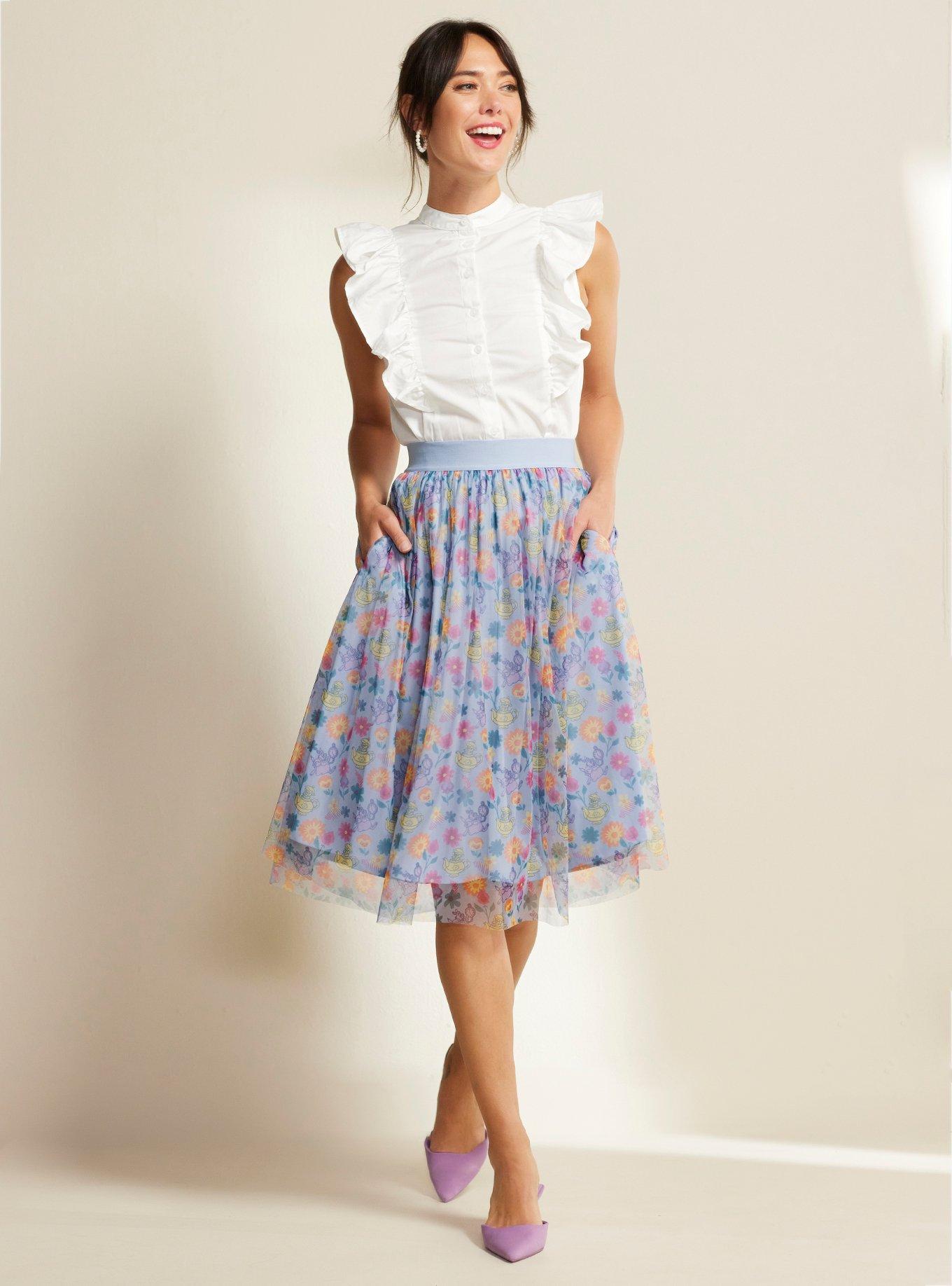 Her Universe Disney Alice In Wonderland Garden Flowers Mesh Midi Skirt Her Universe Exclusive, MULTI, alternate