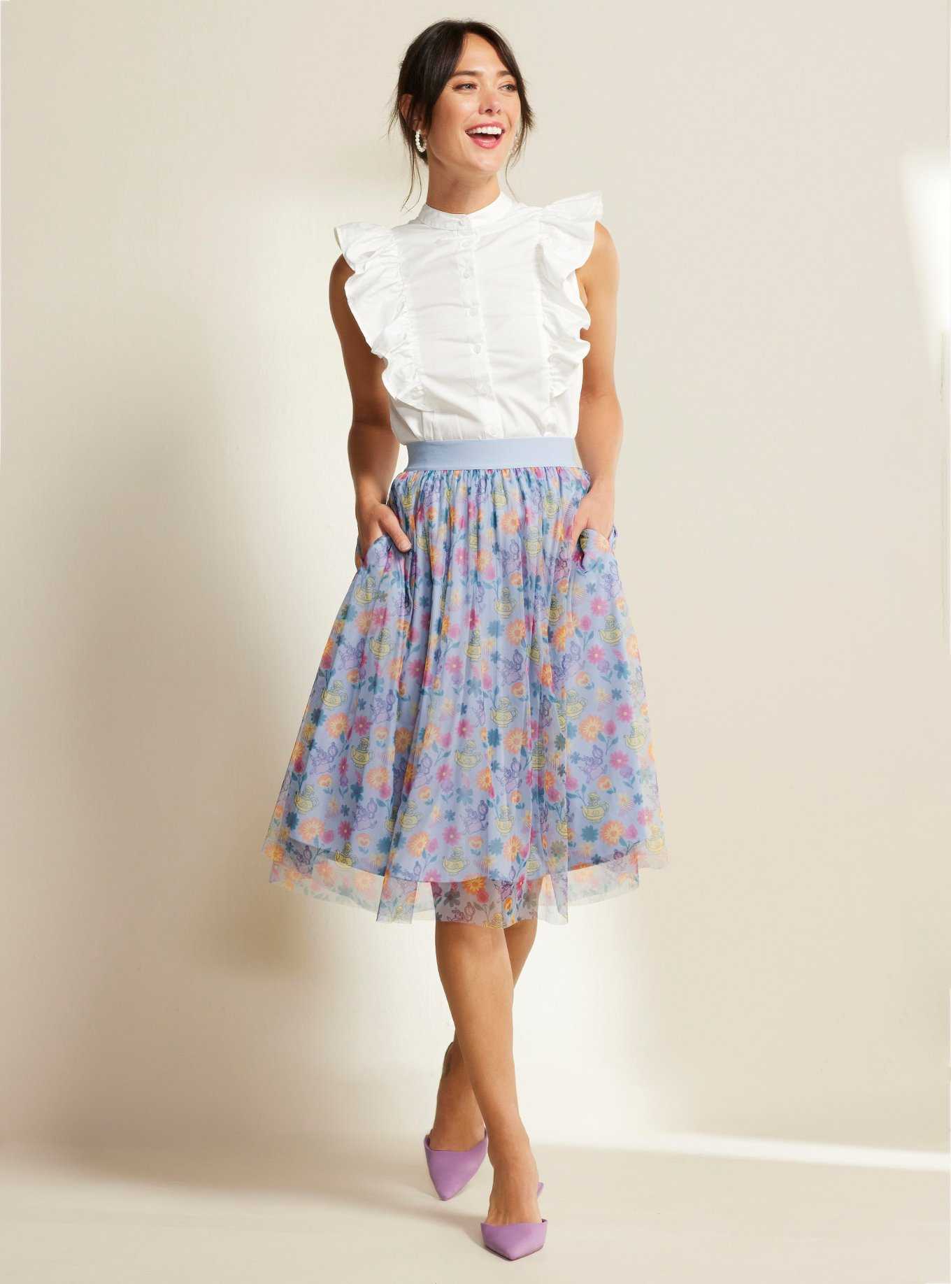 Her Universe Disney Alice In Wonderland Garden Flowers Mesh Midi Skirt Her Universe Exclusive, , hi-res