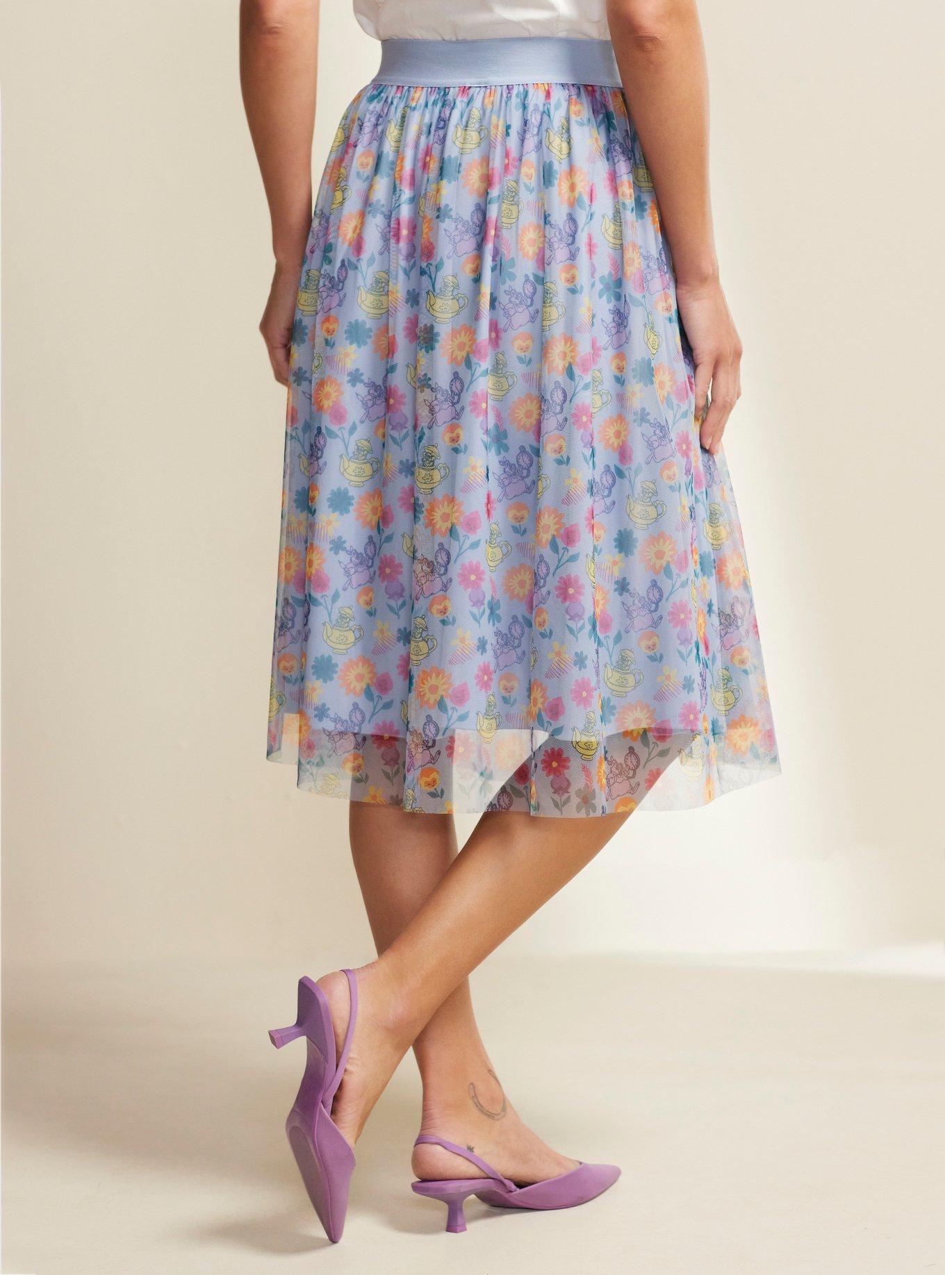 Her Universe Disney Alice In Wonderland Garden Flowers Mesh Midi Skirt Her Universe Exclusive, MULTI, alternate