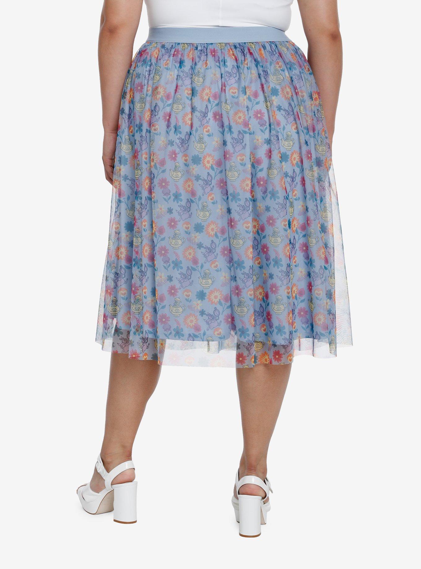 Her Universe Disney Alice In Wonderland Garden Flowers Mesh Midi Skirt Plus Size Her Universe Exclusive, MULTI, alternate