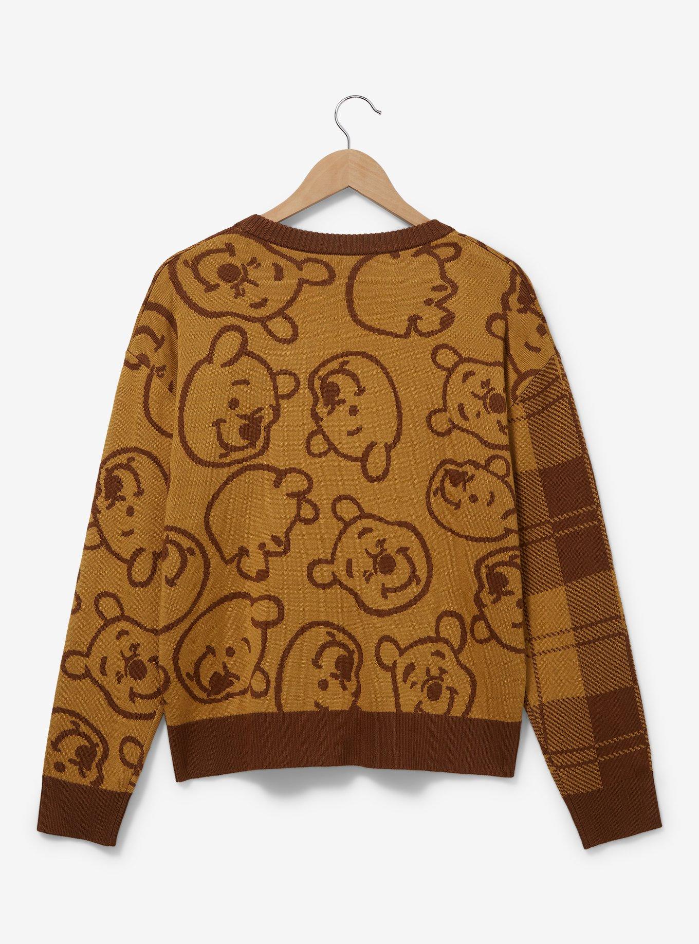 Disney Winnie the Pooh Plaid Pooh Bear Outline Women's Cardigan - BoxLunch Exclusive, MUSTARD, alternate