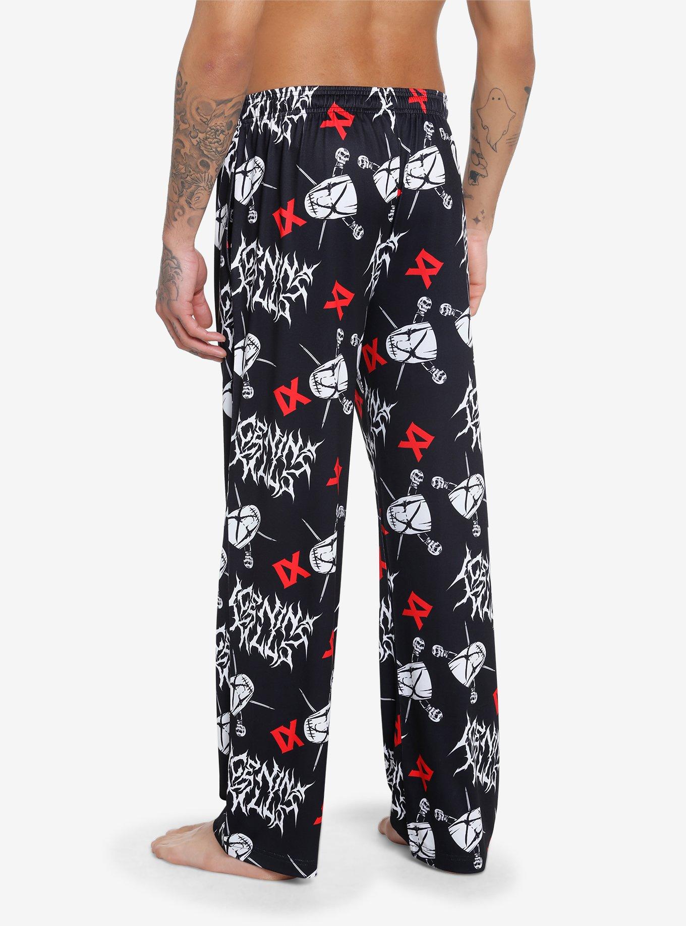 Ice Nine Kills Icons Allover Print Pajama Pants, BLACK, alternate