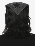 Black Distressed Star Denim Hair Scarf, , alternate