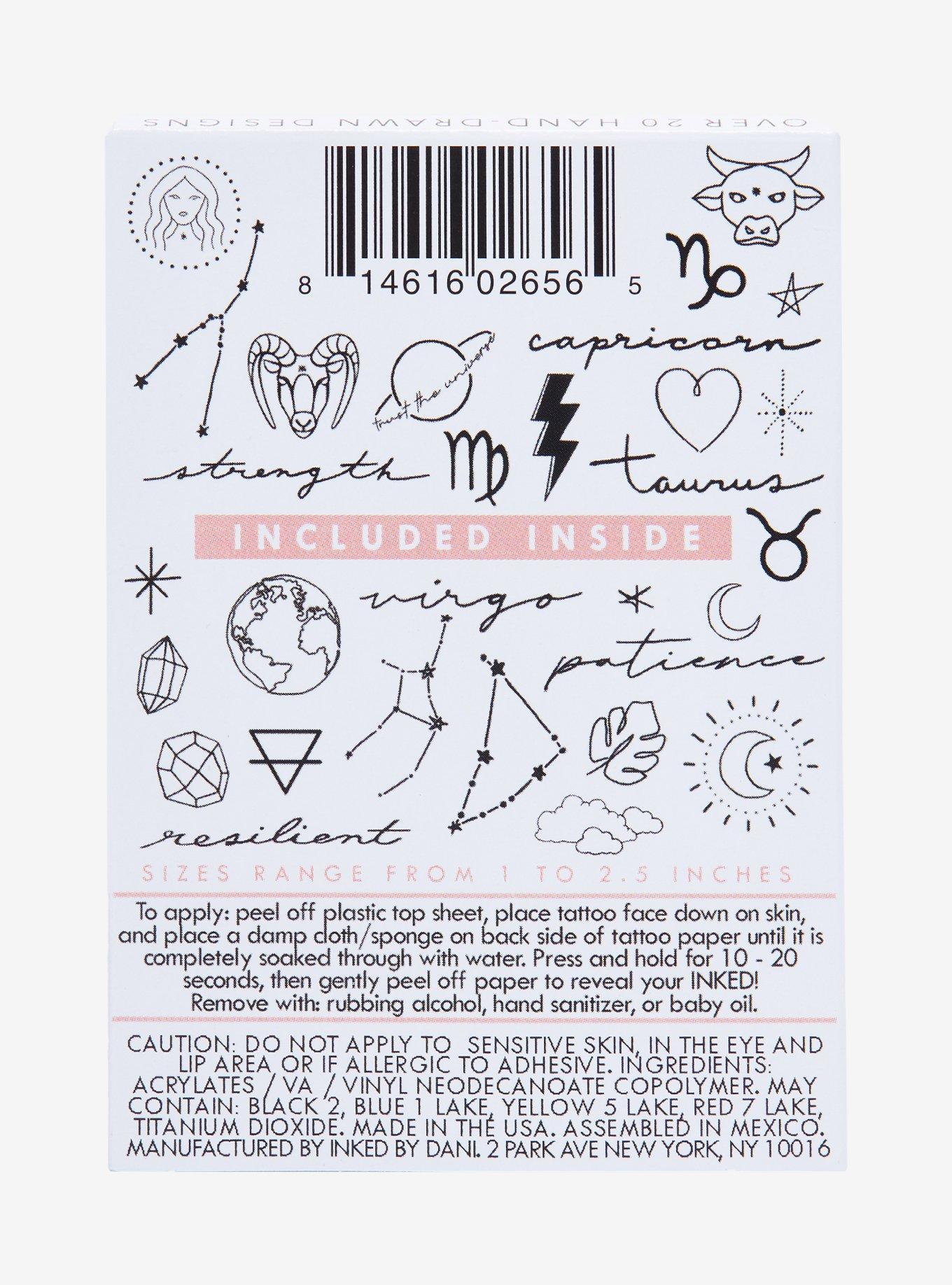 INKED By Dani Earth Sign Zodiac Temporary Tattoo Set, , alternate