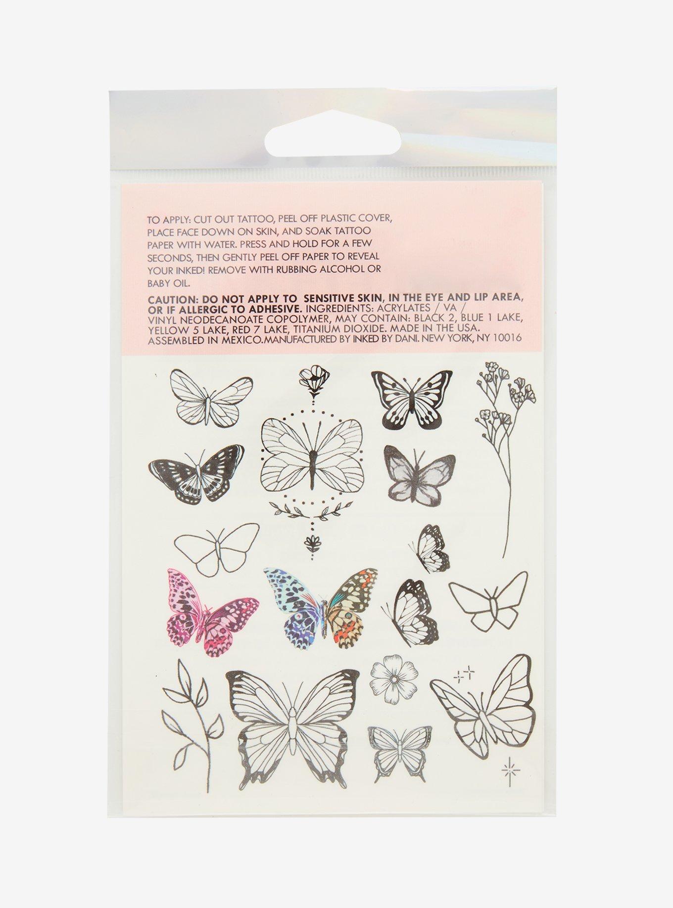 Butterfly Flower Temporary Tattoos, , alternate