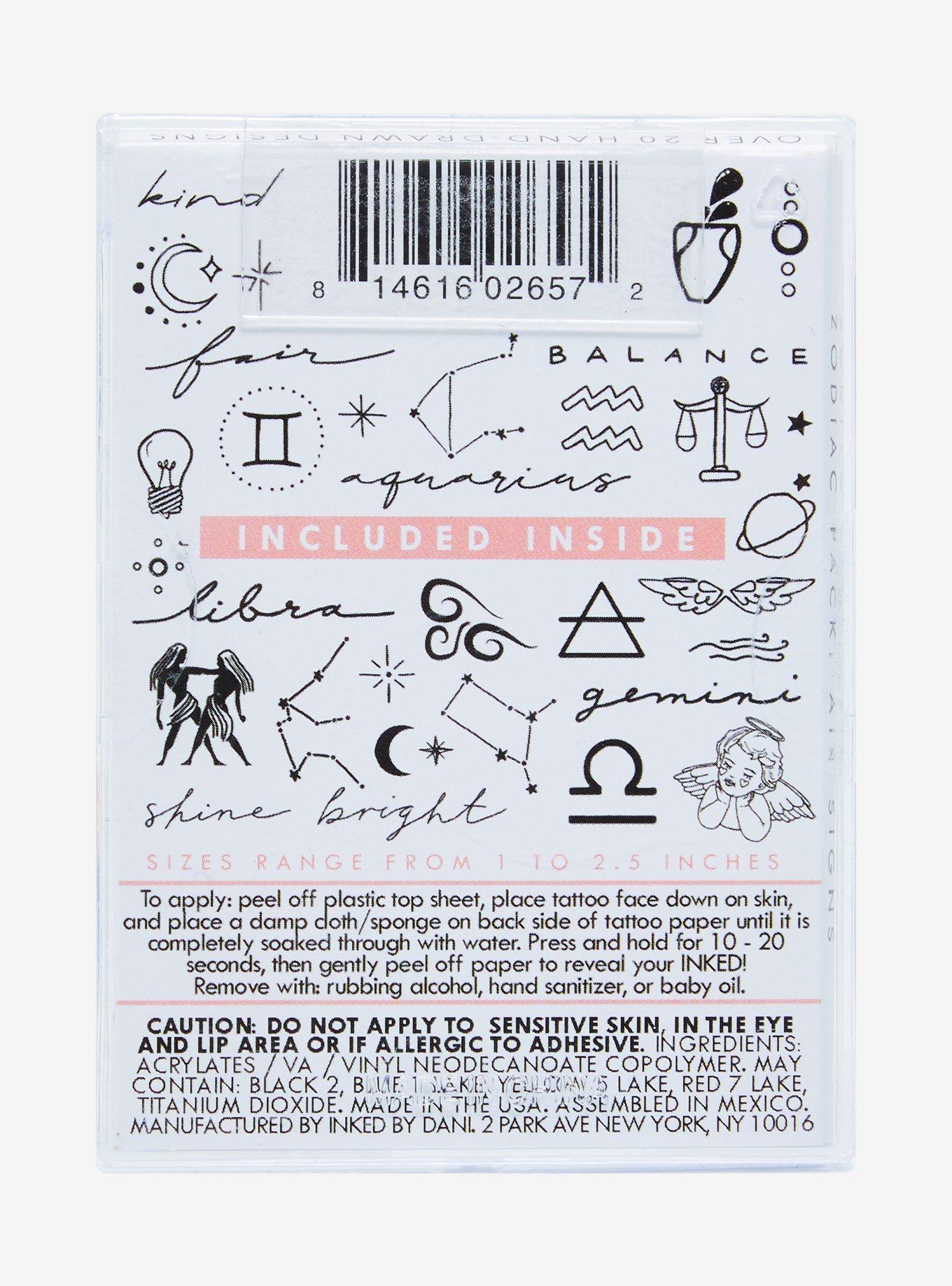 INKED By Dani Air Sign Zodiac Temporary Tattoo Set, , alternate
