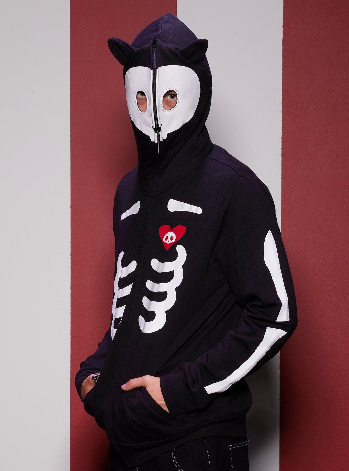 Skelanimals Kit The Cat Skeleton Hoodie, BLACK, alternate