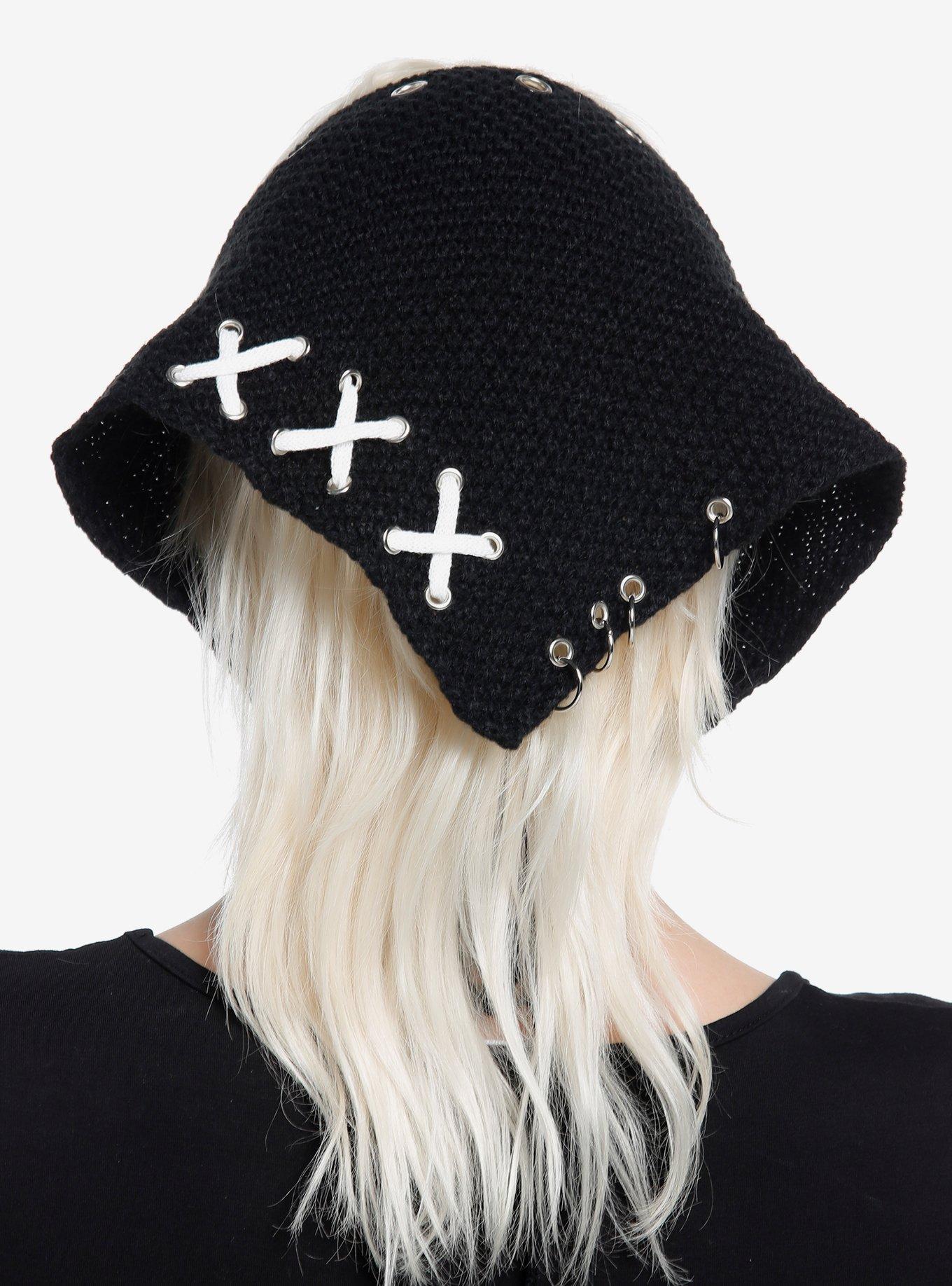 Pierced Grommet Knit Hair Scarf, , alternate