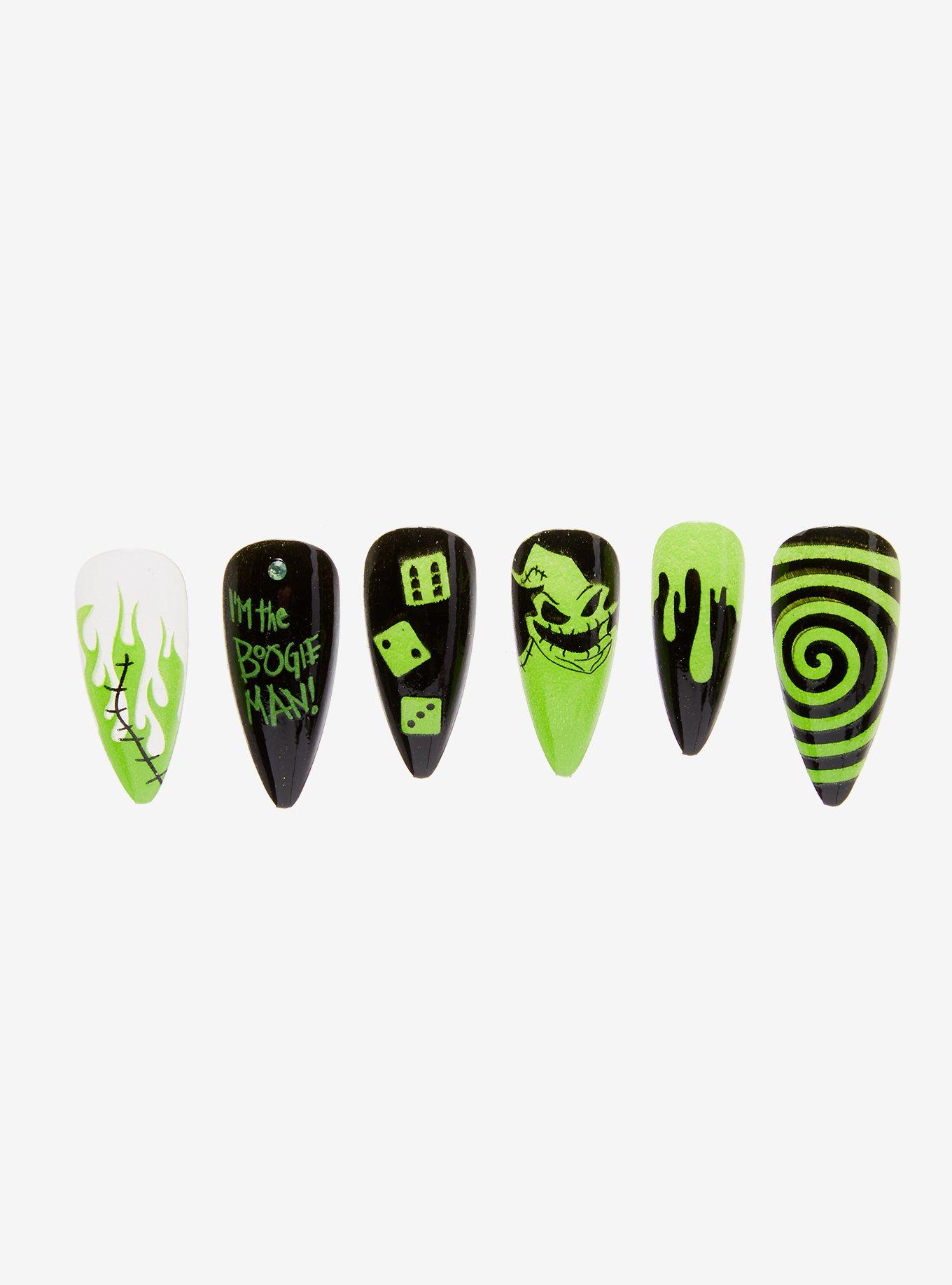 The Nightmare Before Christmas Oogie Boogie Glow-In-The-Dark Faux Nail Set, , alternate