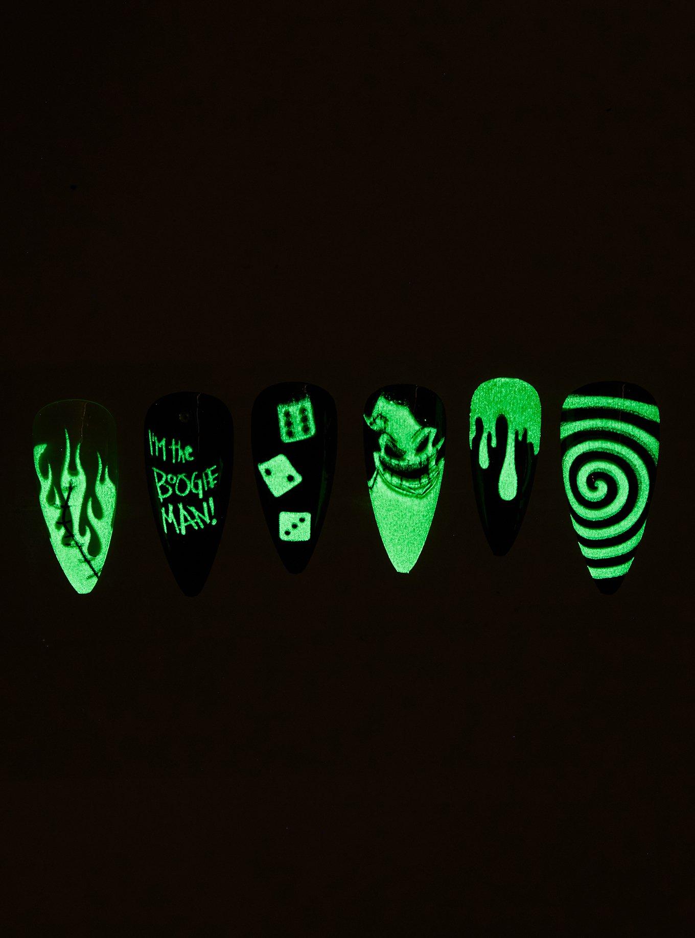 The Nightmare Before Christmas Oogie Boogie Glow-In-The-Dark Faux Nail Set, , alternate