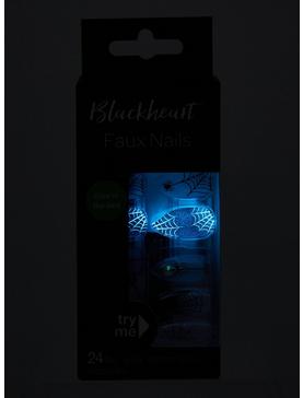Blackheart Spider Web Glow-In-The-Dark Faux Nail Set, , hi-res