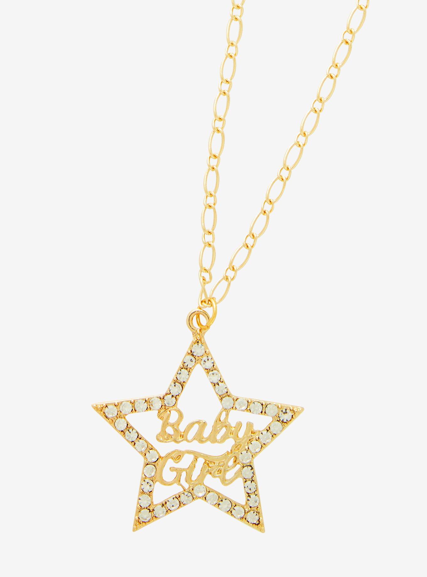 Aaliyah Baby Girl Rhinestone Star Necklace, , alternate