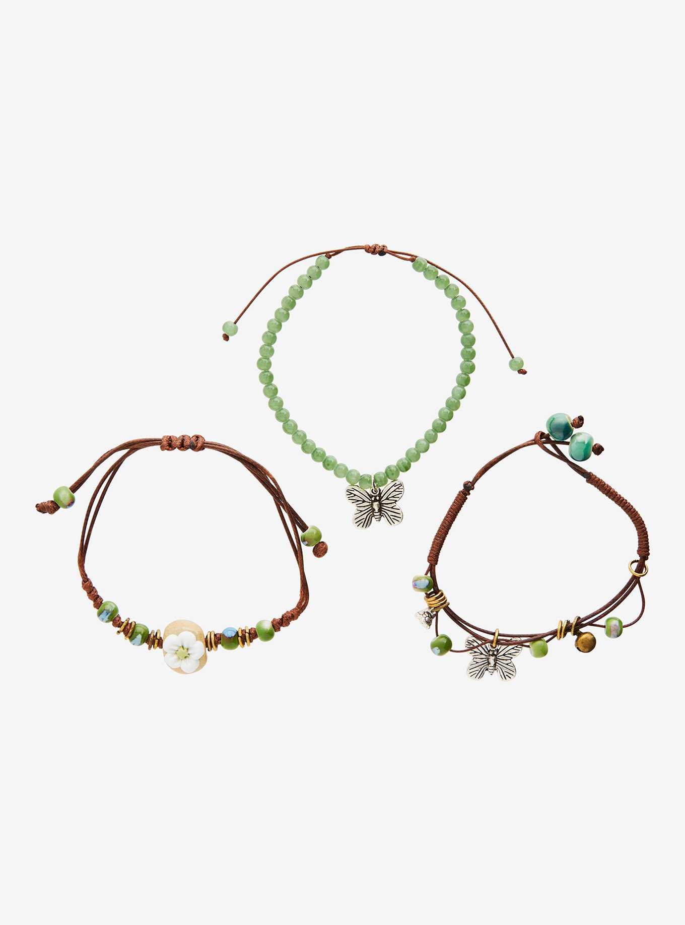Thorn & Fable Butterfly Flower Cord Bracelet Set, , hi-res