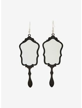 Black Ornate Mirror Drop Earrings, , hi-res