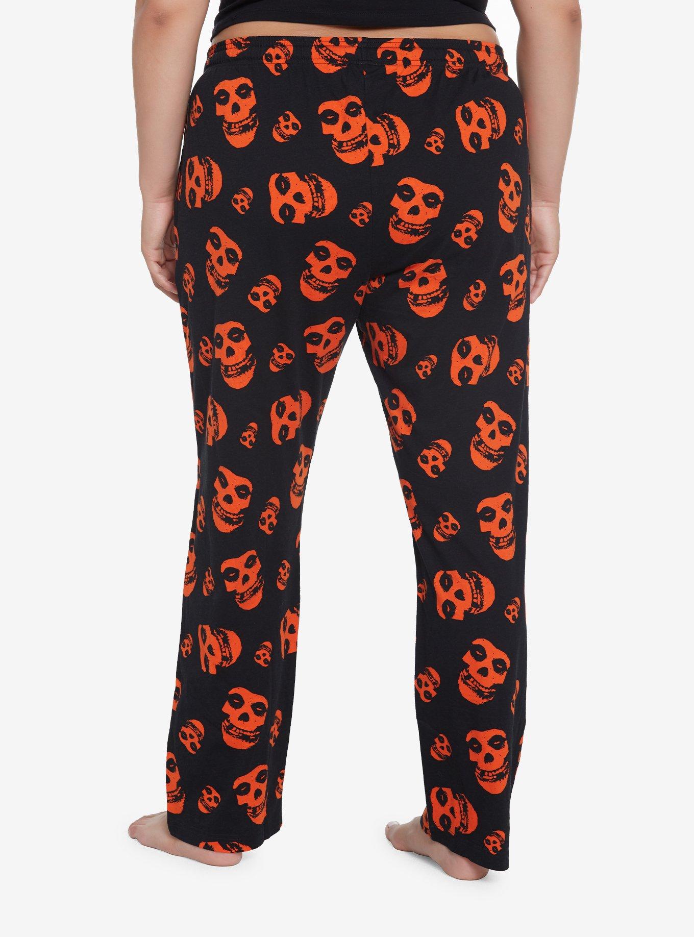 Misfits Fiend Skull Allover Print Pajama Pants Plus Size, BLACK, alternate