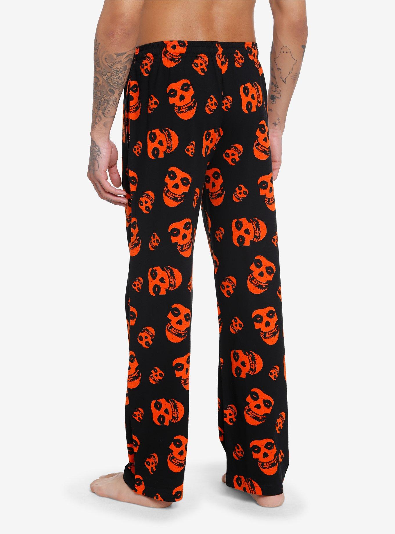 Misfits Fiend Skull Allover Print Pajama Pants, BLACK, alternate