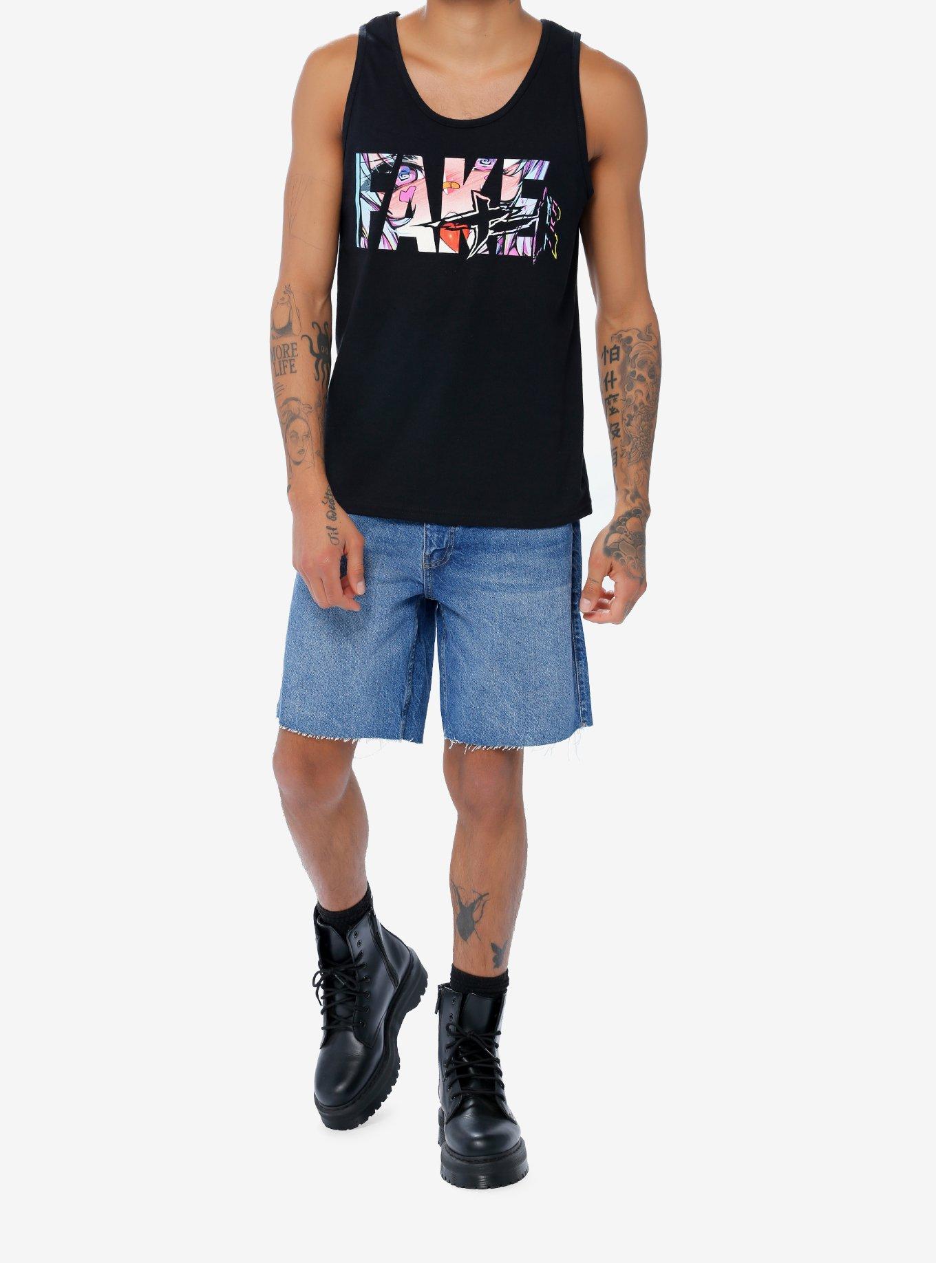 Fake Nerd Anime Logo Tank Top, BLACK, alternate
