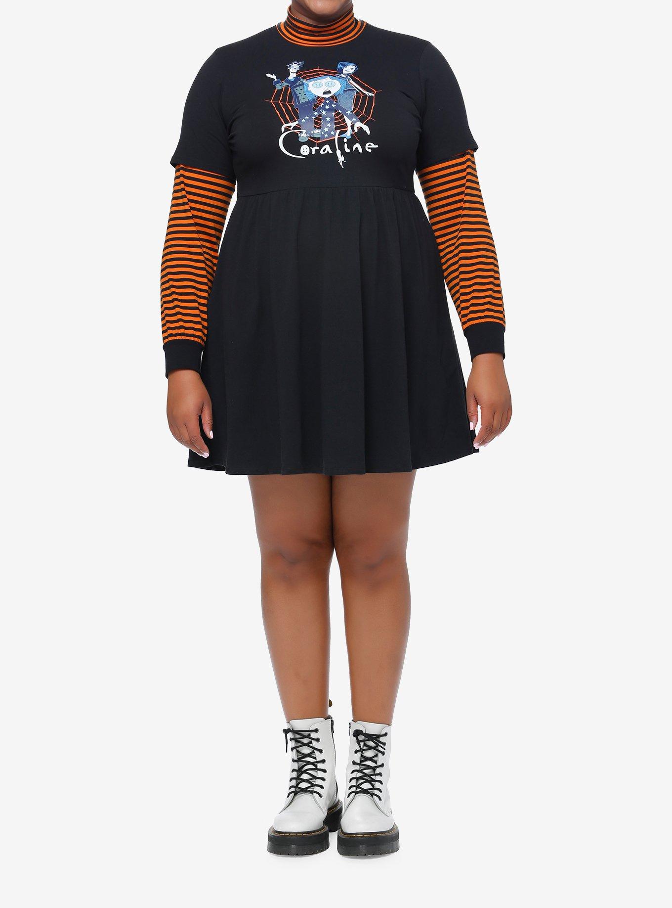 Coraline Stripe Mock Neck Twofer Dress Plus Size, MULTI, alternate