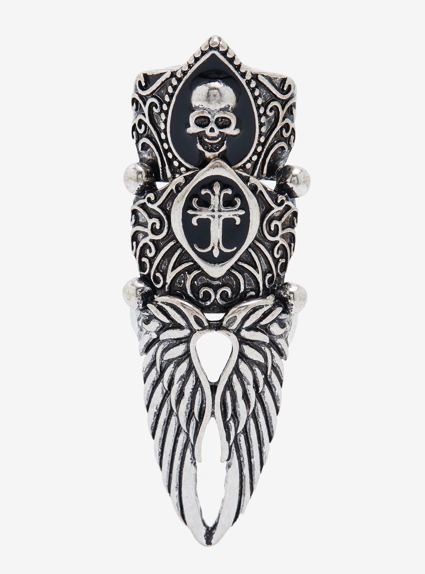 Wing Cross Skull Finger Ring, , alternate