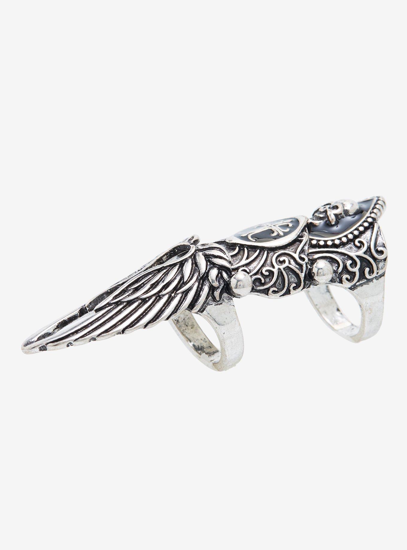 Wing Cross Skull Finger Ring, , alternate