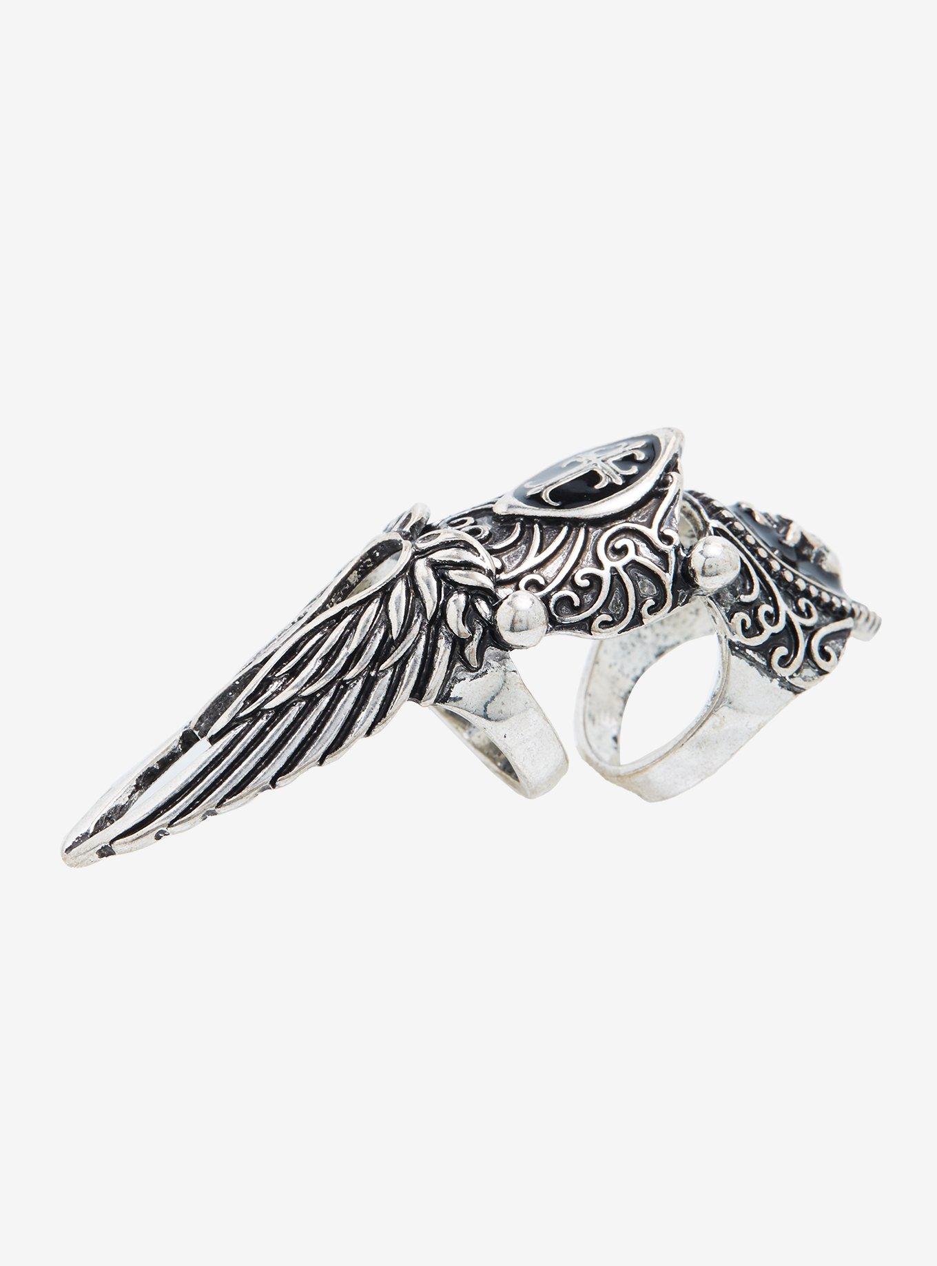 Wing Cross Skull Finger Ring, , alternate