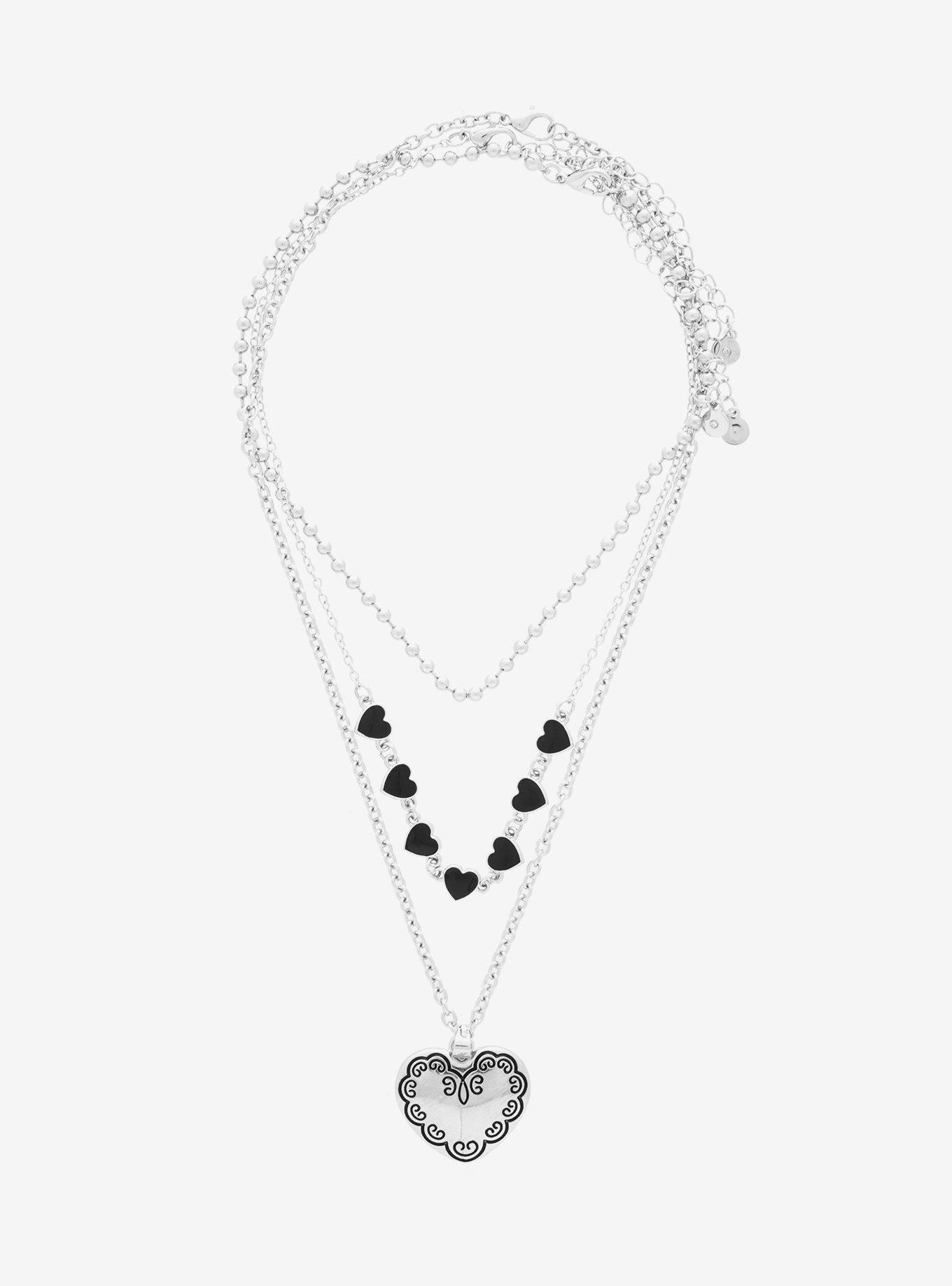 Heart Ball Chain Necklace Set, , alternate