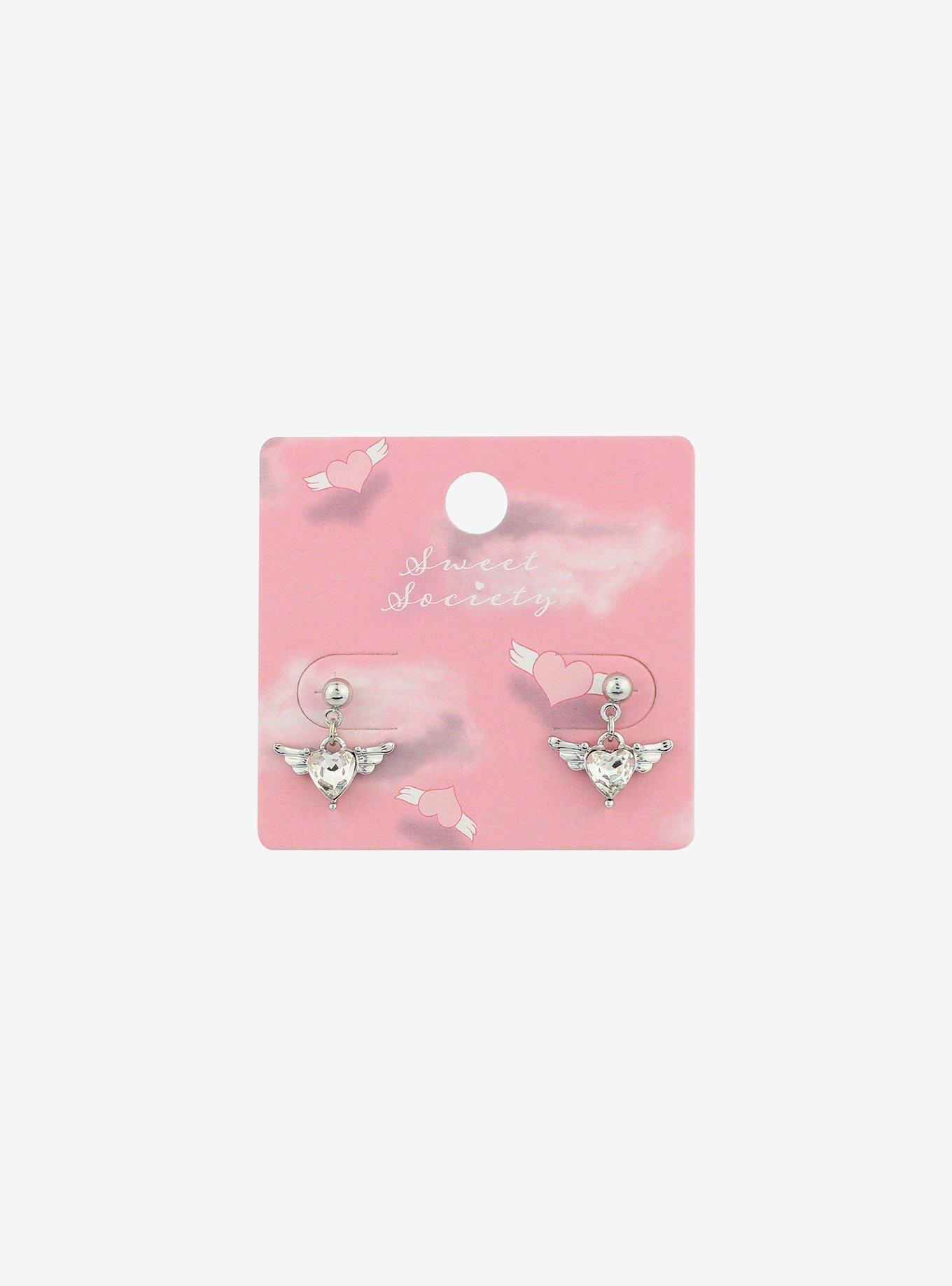 Sweet Society Heart Wing Stud Earrings, , alternate
