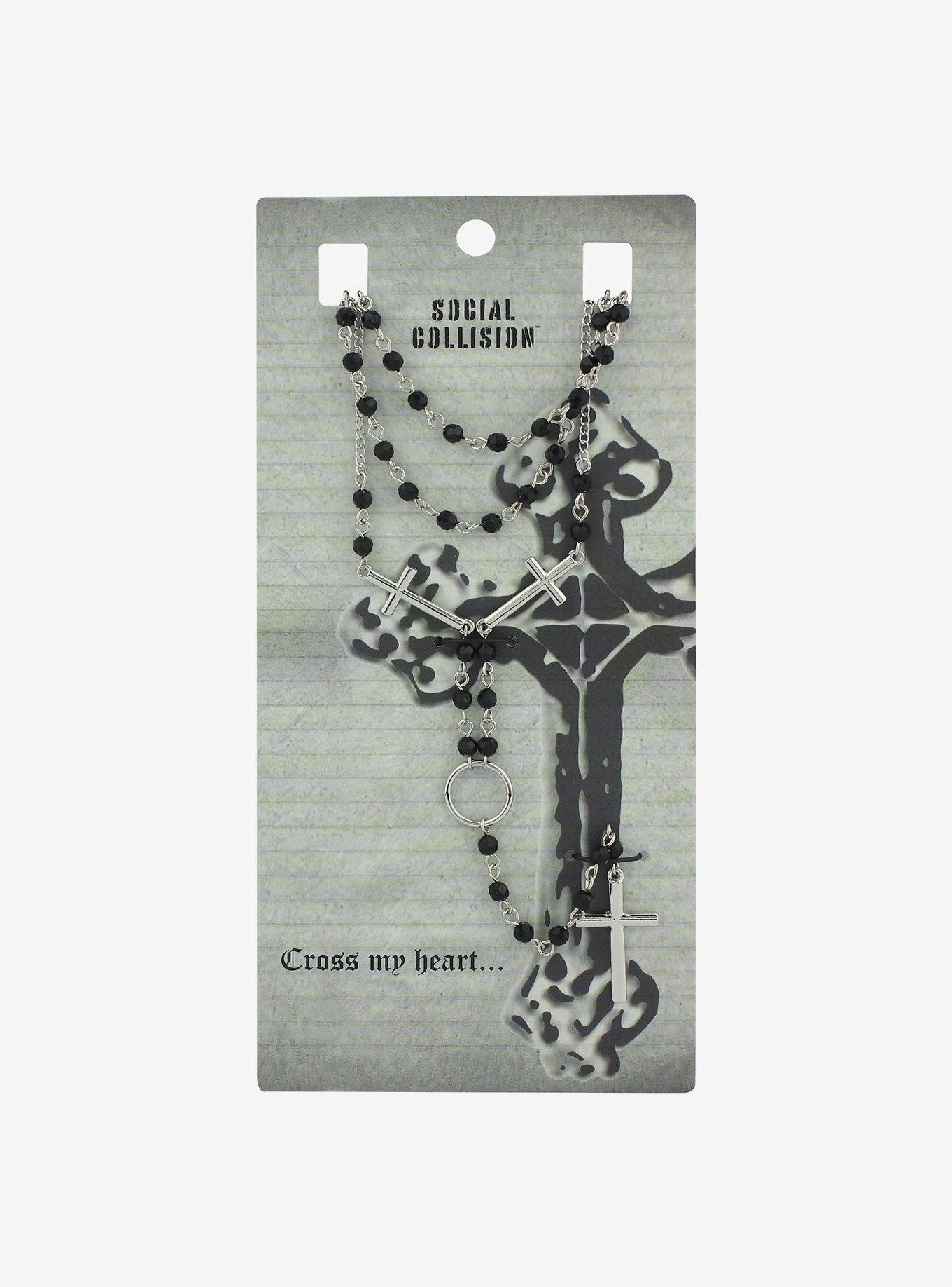 Social Collision Layered Rosary Necklace, , hi-res