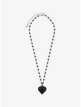 Social Collision Black Bubble Heart Beaded Chain Necklace, , hi-res