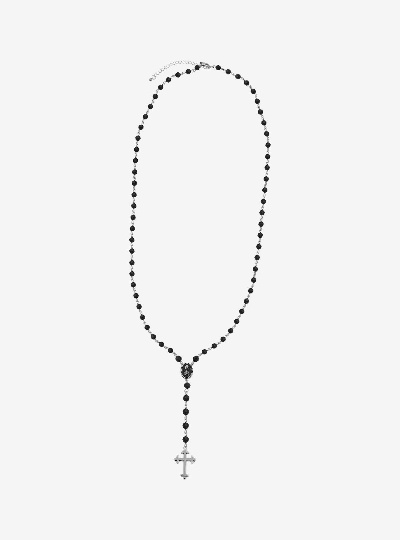 Social Collision Skeleton Cross Rosary Necklace, , alternate