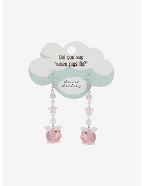 Sweet Society Winged Pig Drop Earrings, , hi-res
