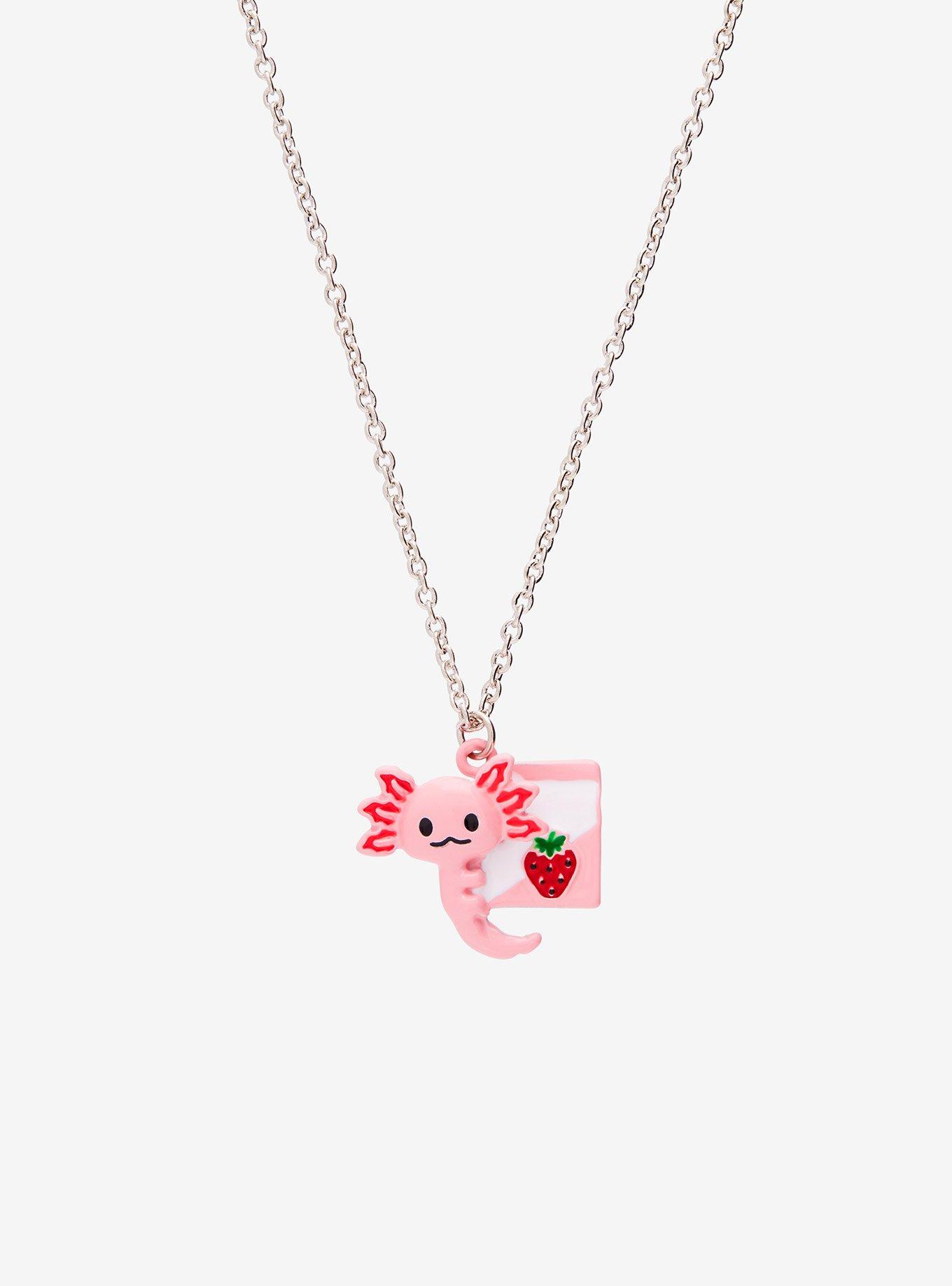 Sweet Society Axolotl Strawberry Milk Necklace, , alternate