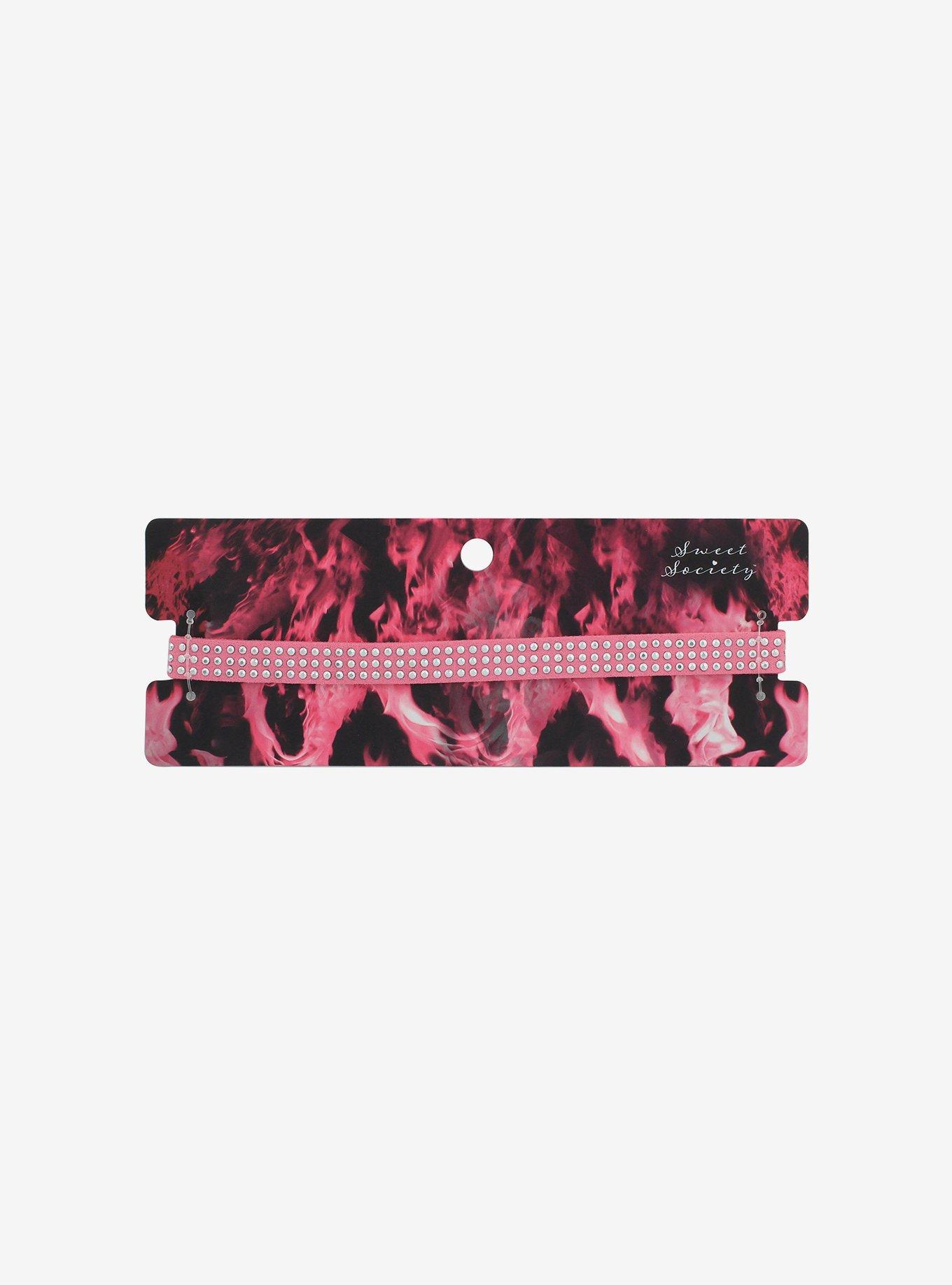Sweet Society Hot Pink Rhinestone Choker, , alternate