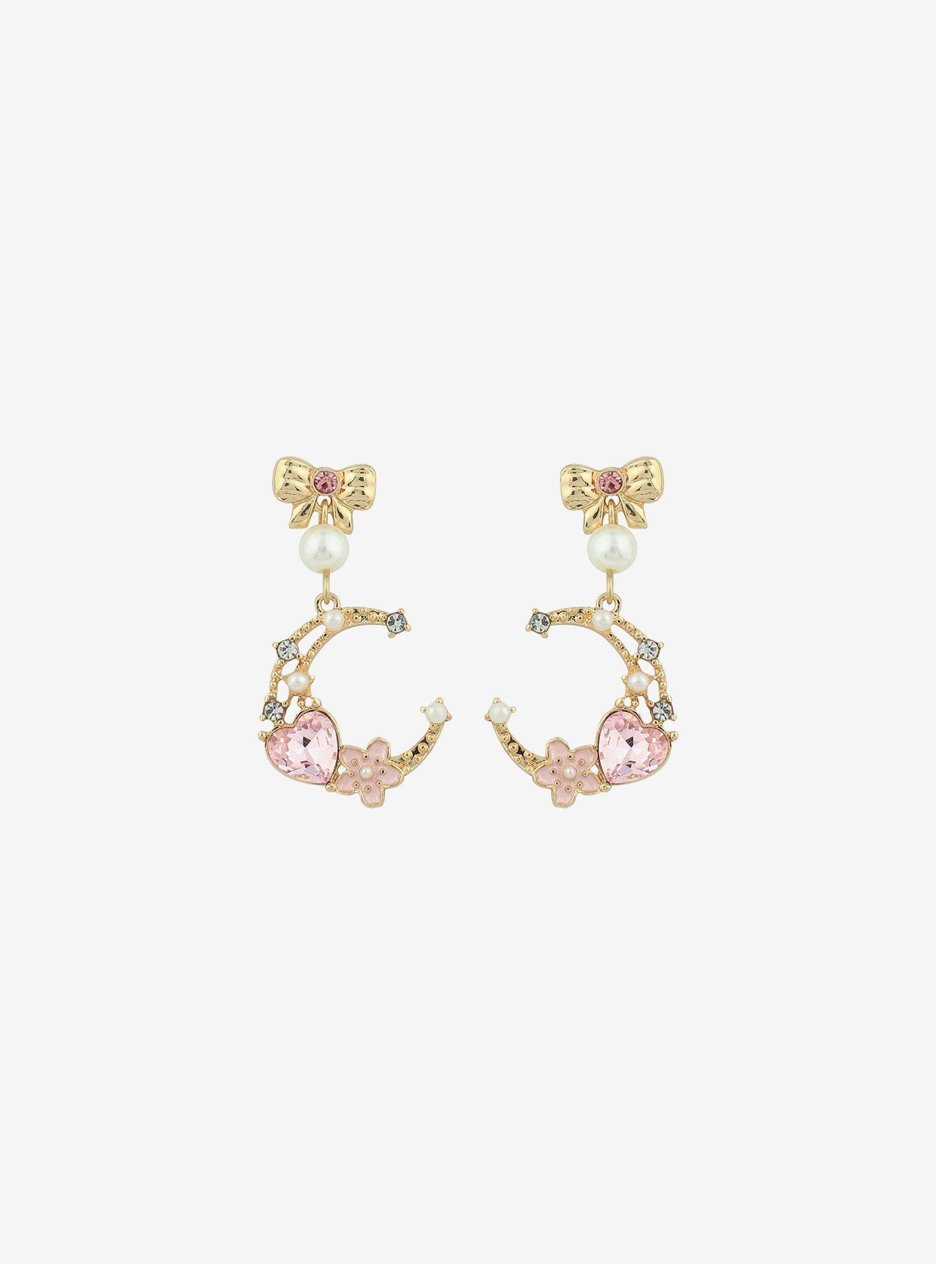 Sweet Society Sakura Moon Bow Earrings, , alternate