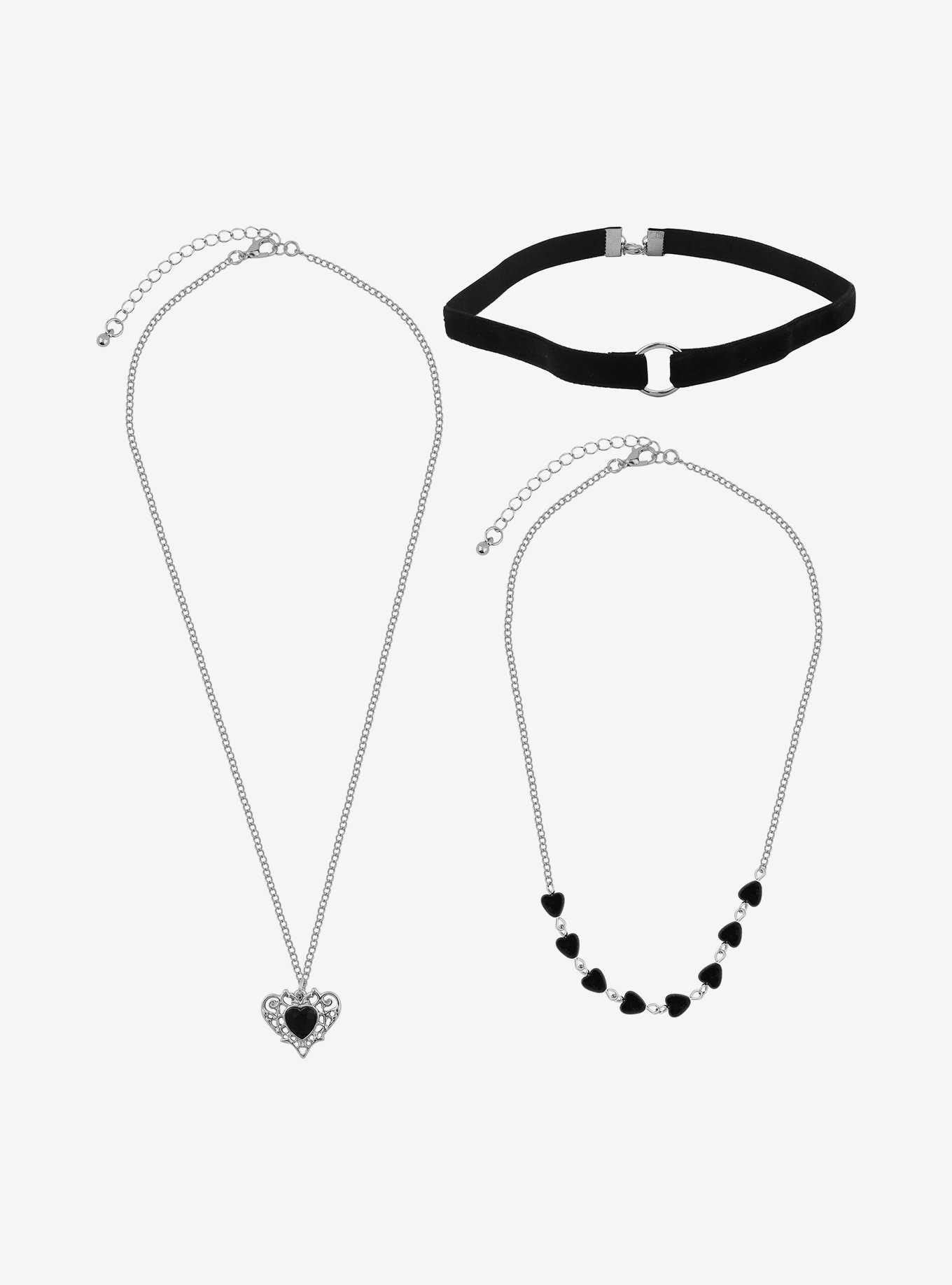 Social Collision Ornate Heart Choker Necklace Set, , hi-res