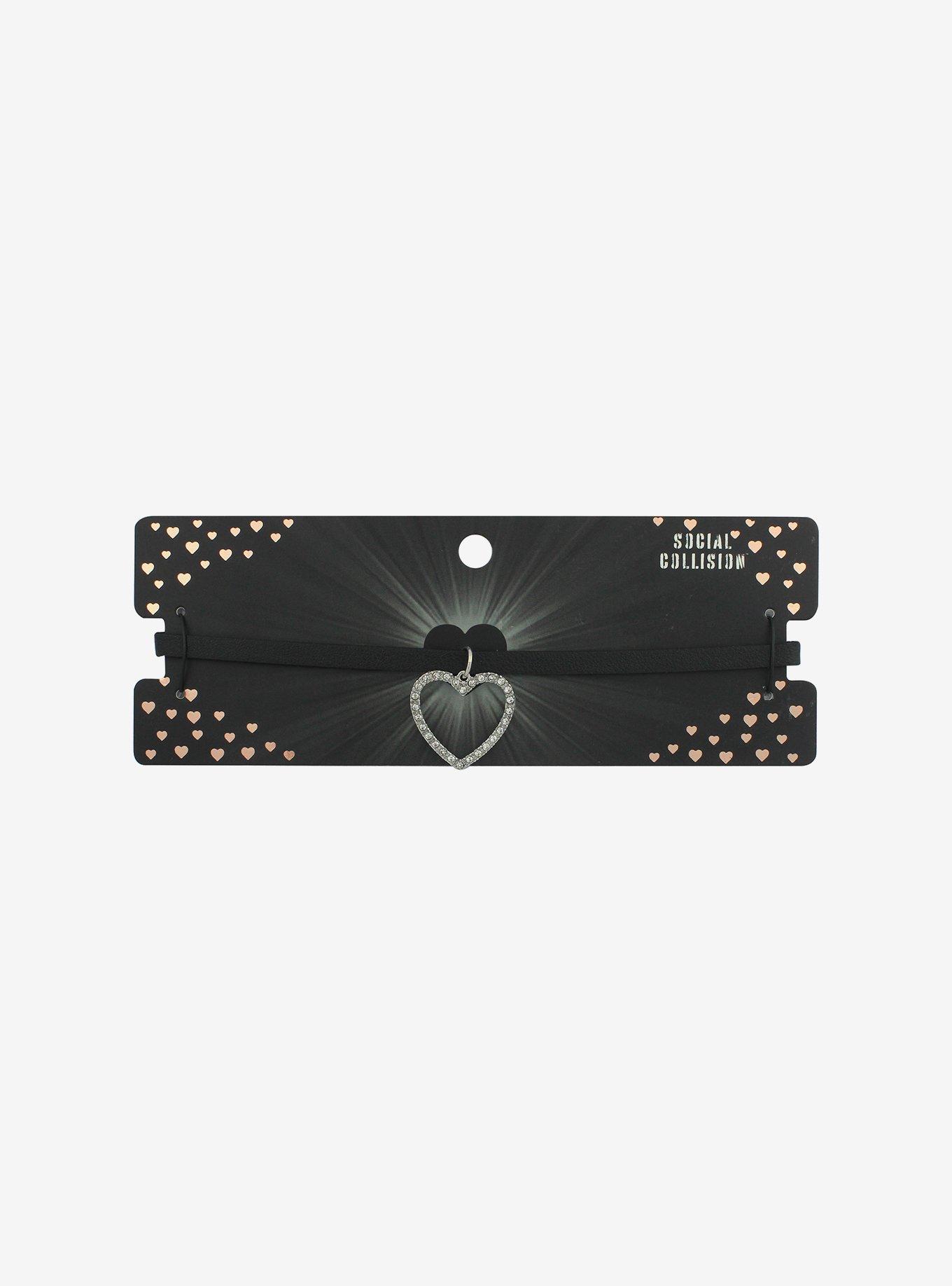 Social Collision Bling Heart Pendant Choker, , alternate