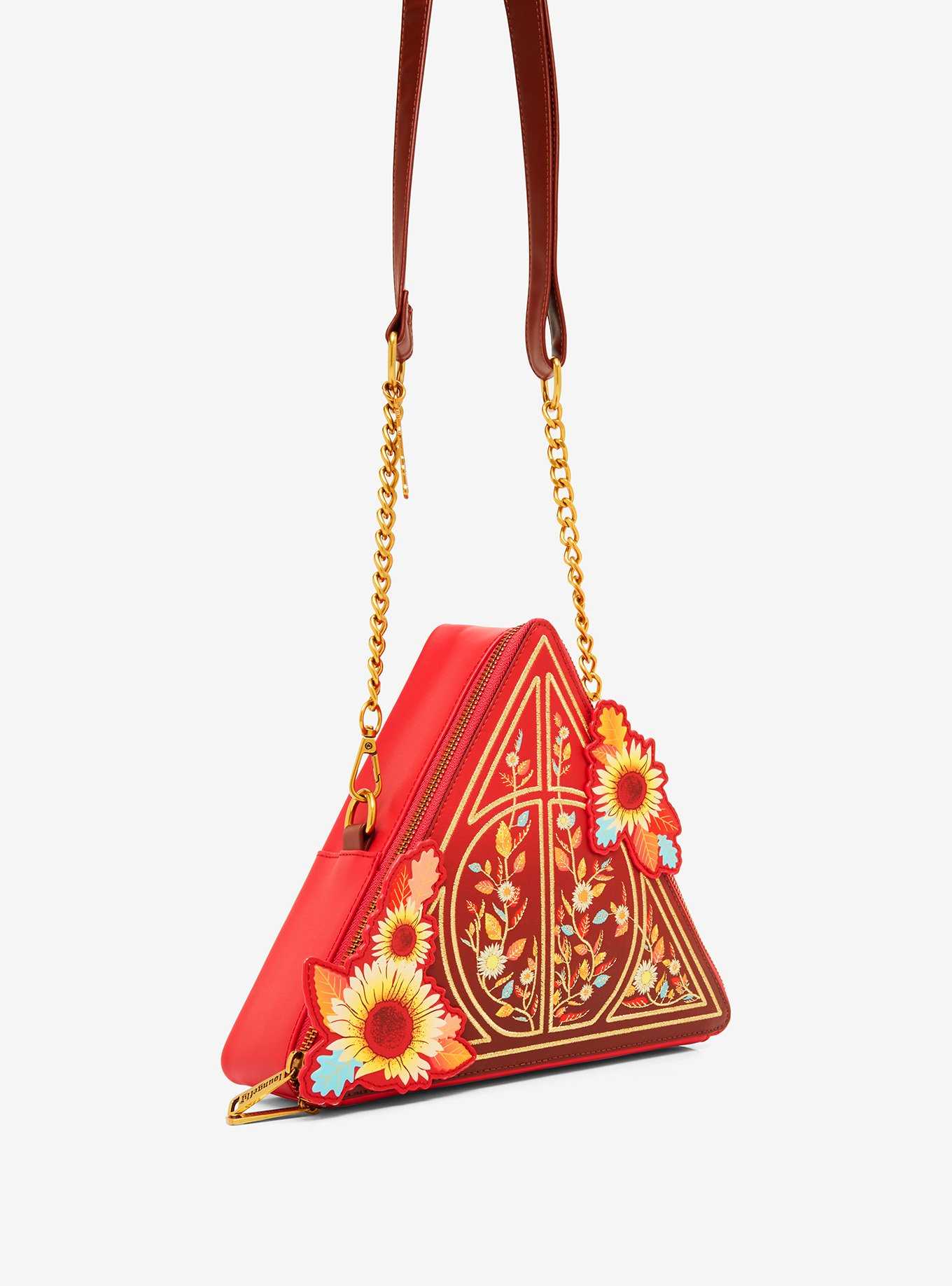 Loungefly Harry Potter Floral Deathly Hallows Figural Crossbody Bag, , hi-res