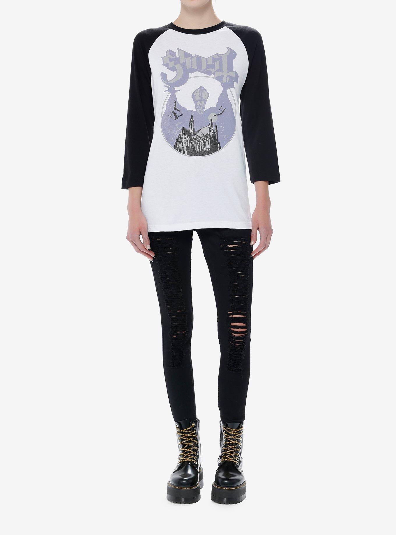 Ghost Papa Emeritus Cathedral Boyfriend Fit Girls Raglan T-Shirt, BRIGHT WHITE, alternate