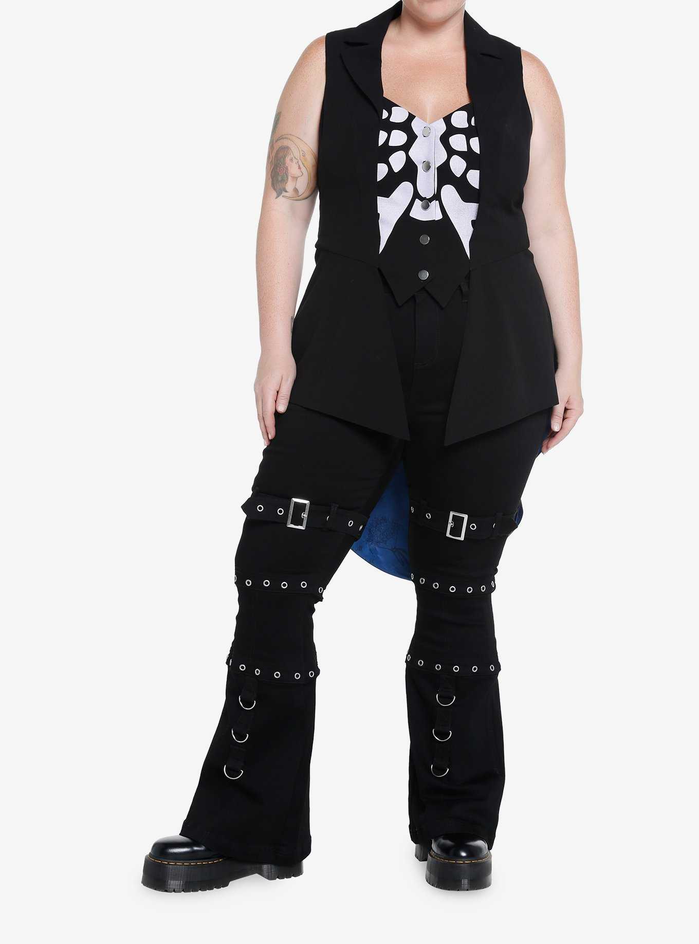 Corpse Bride Skeleton Hi-Low Girls Waistcoat Vest Plus Size, , hi-res