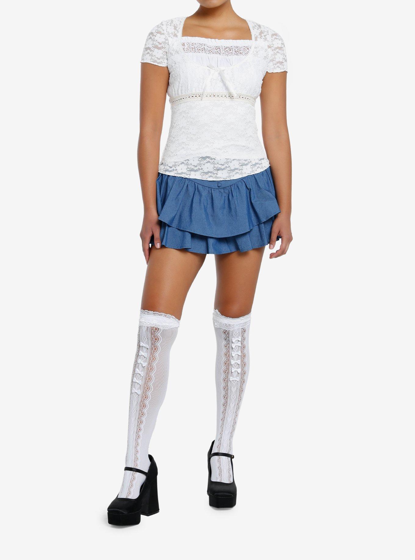 Sweet Society White Lace Girls Babydoll Top, WHITE, alternate