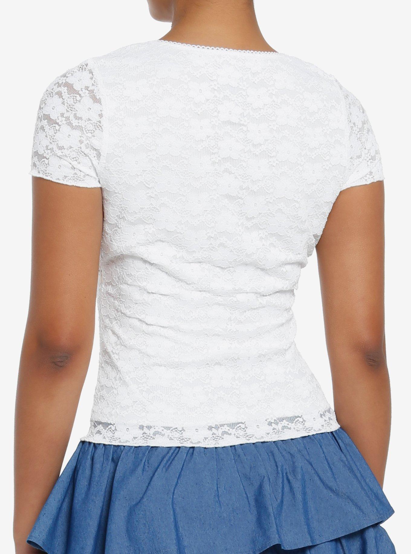 Sweet Society White Lace Girls Babydoll Top, WHITE, alternate