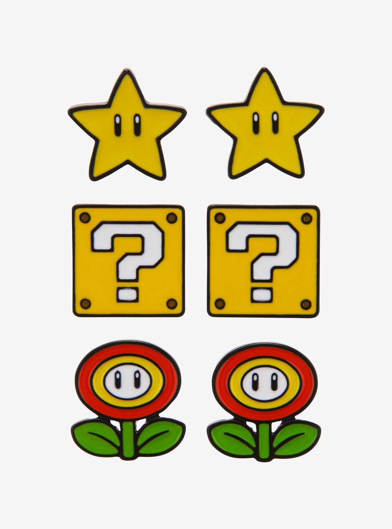 Super Mario Icons Stud Earring Set, , alternate