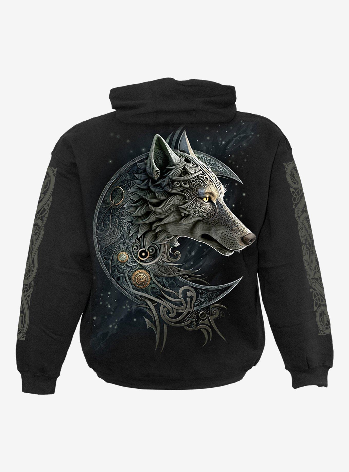 Celtic Wolf Hoodie, BLACK, alternate