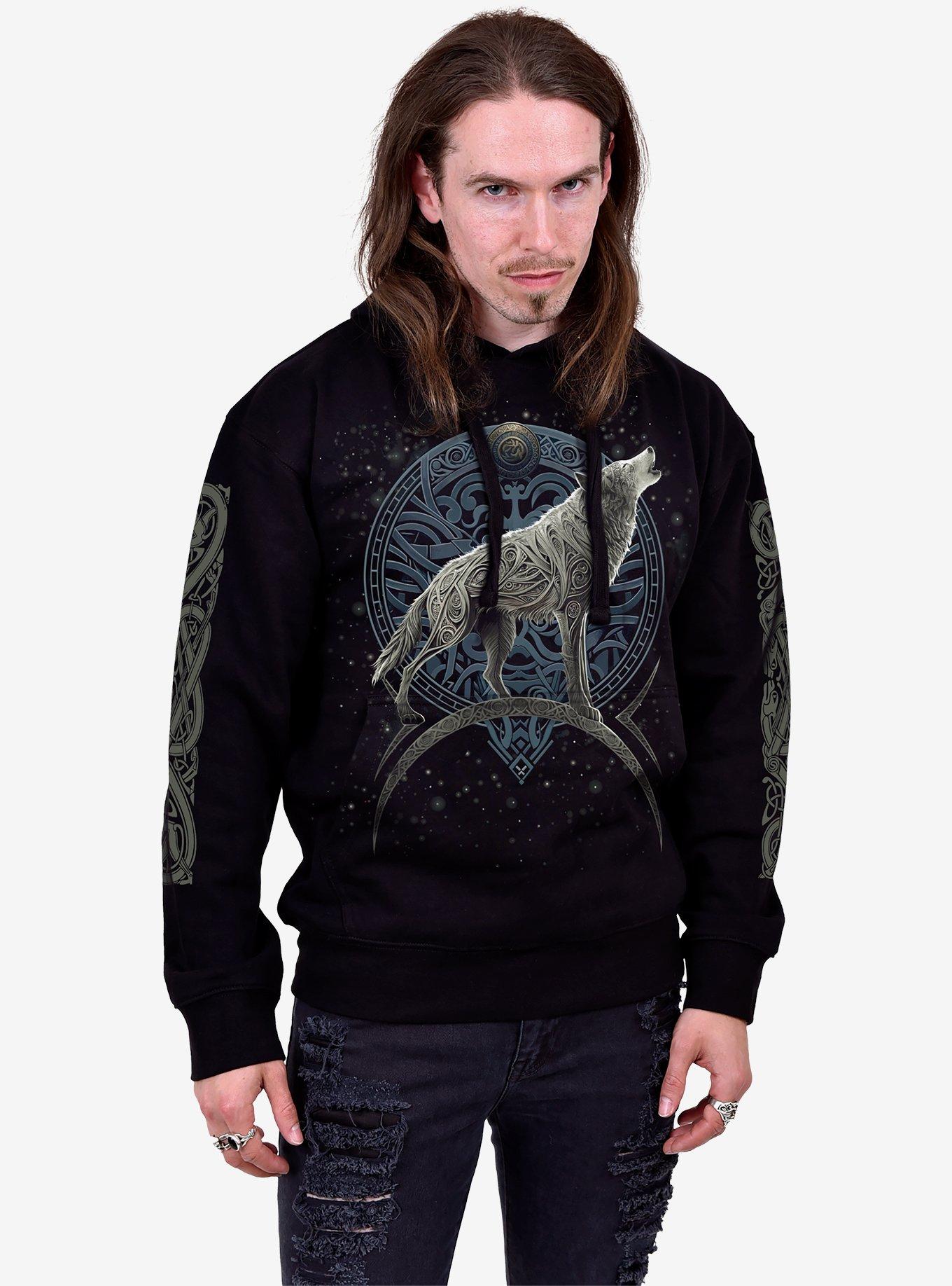 Celtic Wolf Hoodie, BLACK, alternate