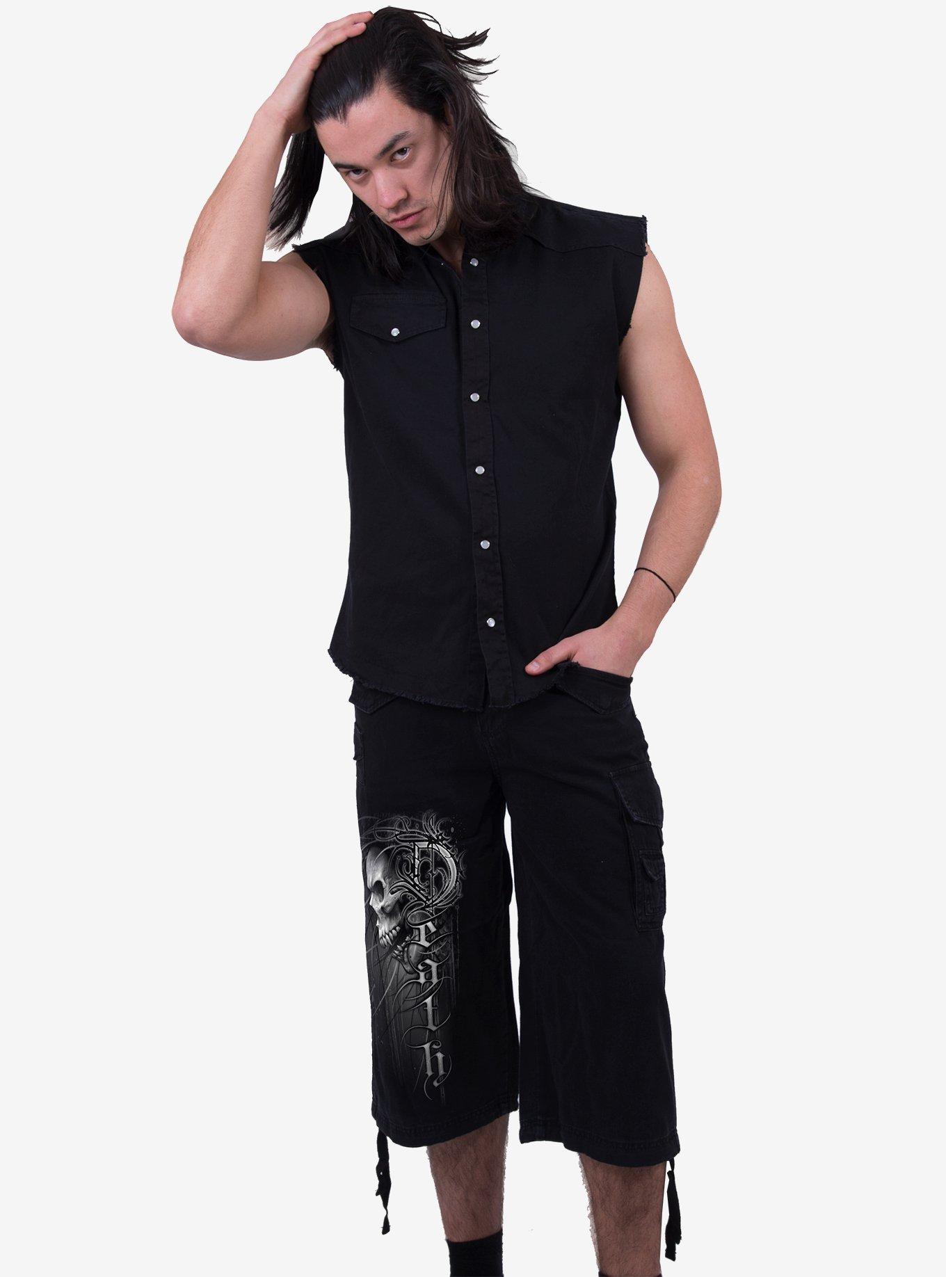 Death Forever Vintage Cargo Shorts, BLACK, alternate