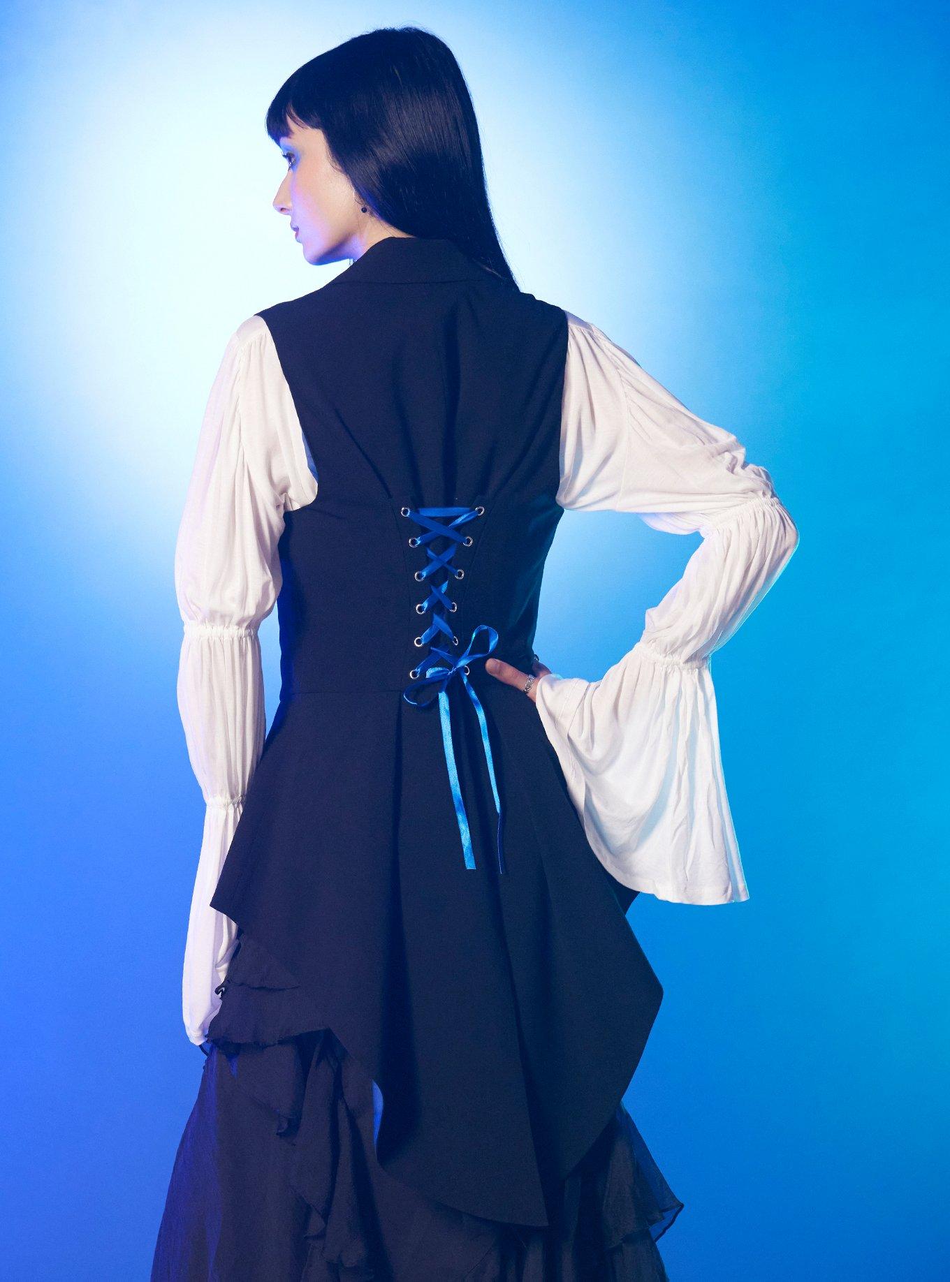 Corpse Bride Skeleton Hi-Low Waistcoat Vest, MULTI, alternate