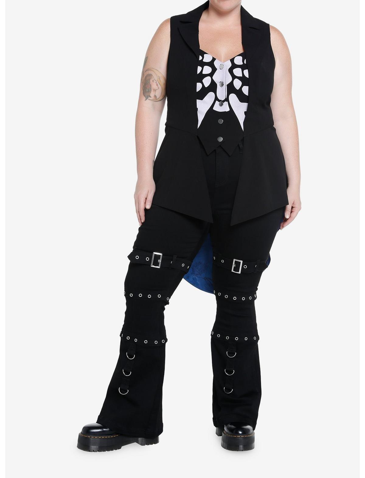 Corpse Bride Skeleton Hi-Low Waistcoat Vest Plus Size, MULTI, alternate