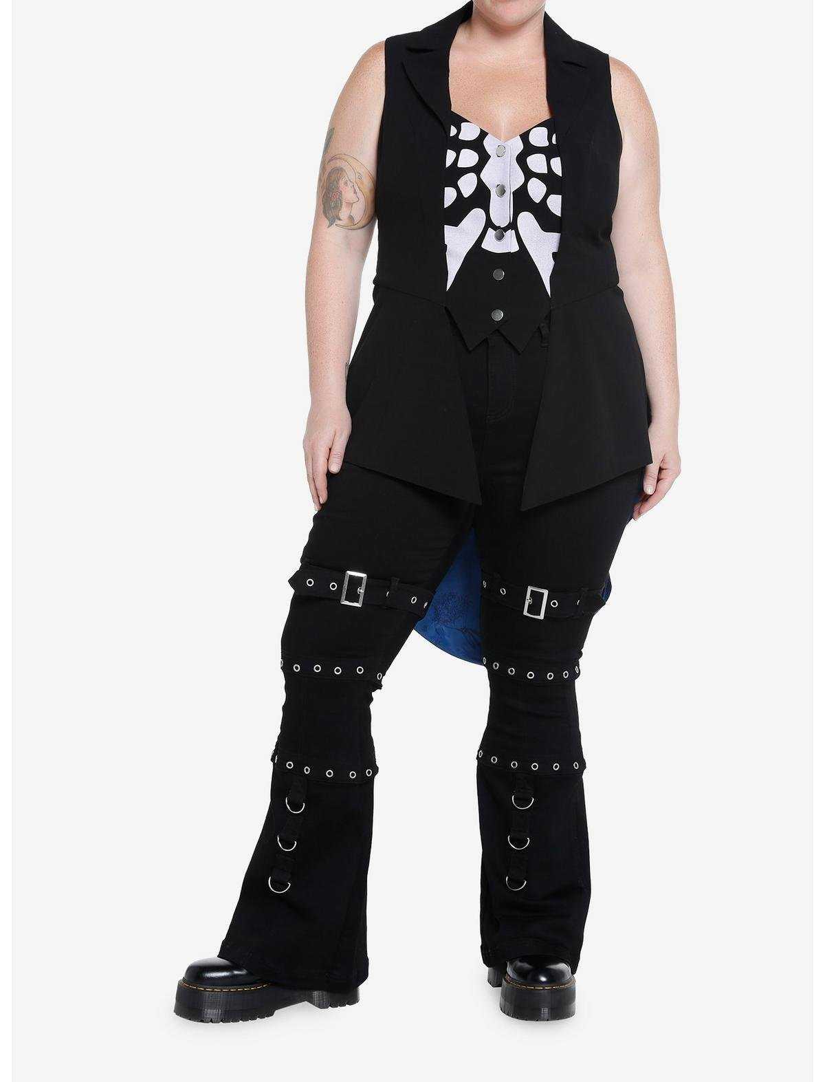 Corpse Bride Skeleton Hi-Low Waistcoat Vest Plus Size, , hi-res