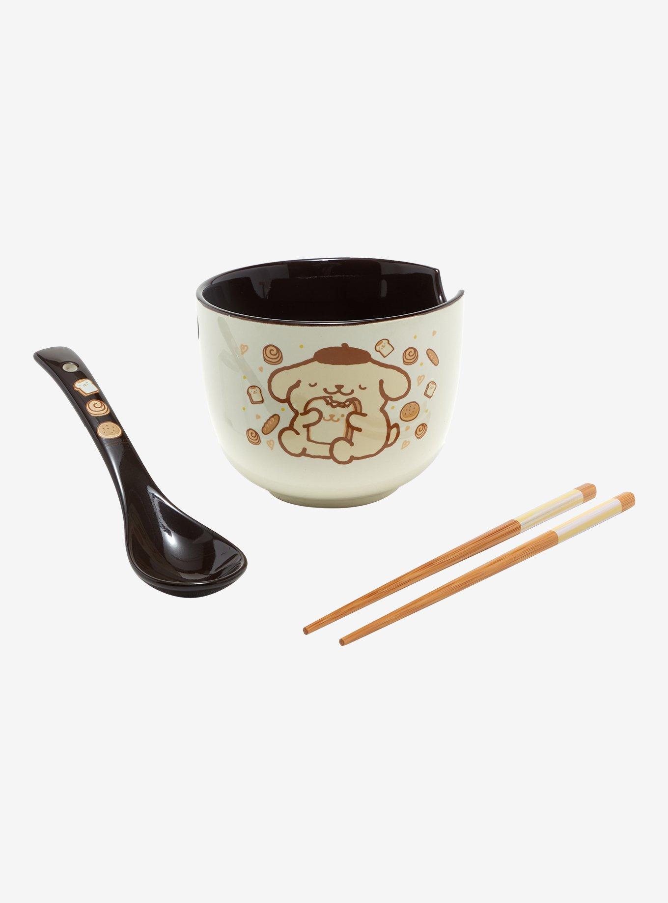 Pompompurin Ceramic Bowl With Chopsticks & Spoon, , alternate
