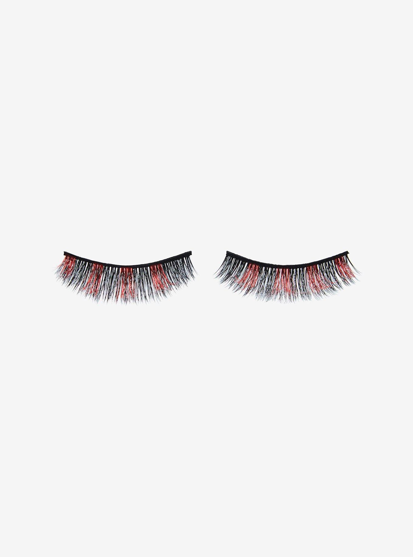 Social Collision Red & Black Stripe Faux Eyelashes, , alternate